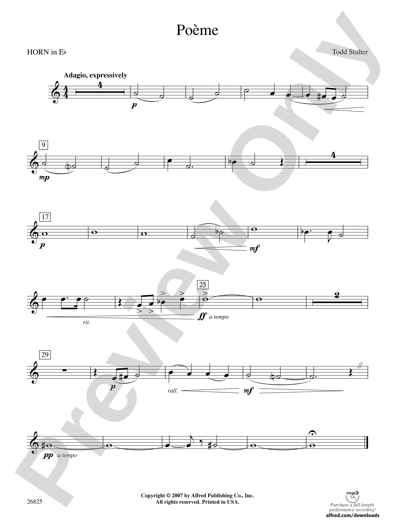 Poeme: (wp) 1st Horn in E-flat