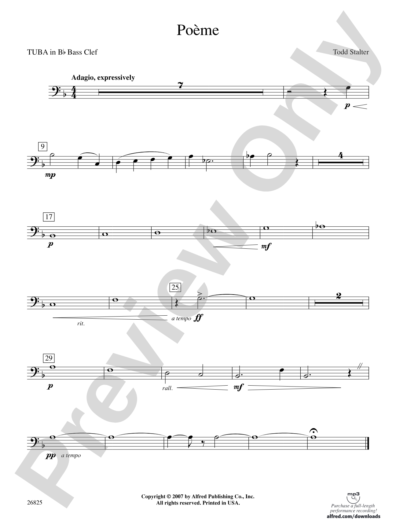 Poeme: (wp) B-flat Tuba B.C.