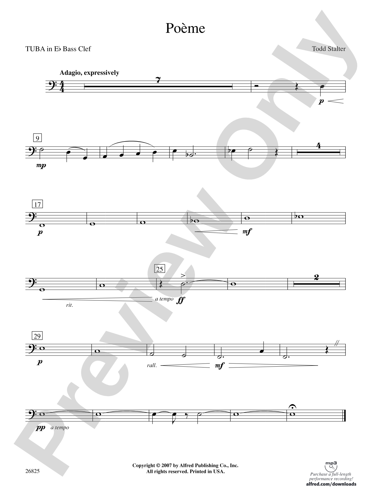 Poeme: (wp) E-flat Tuba B.C.