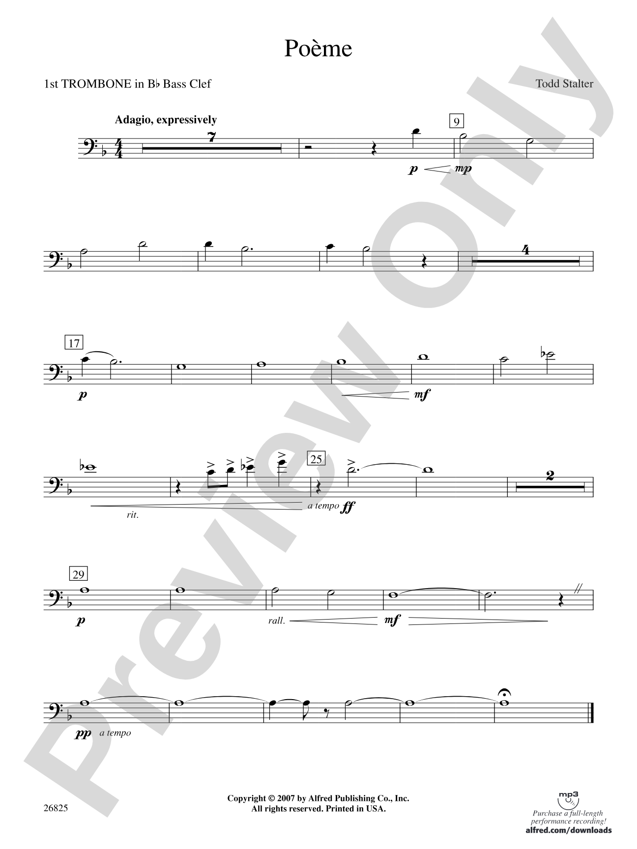 Poeme: (wp) 1st B-flat Trombone B.C.