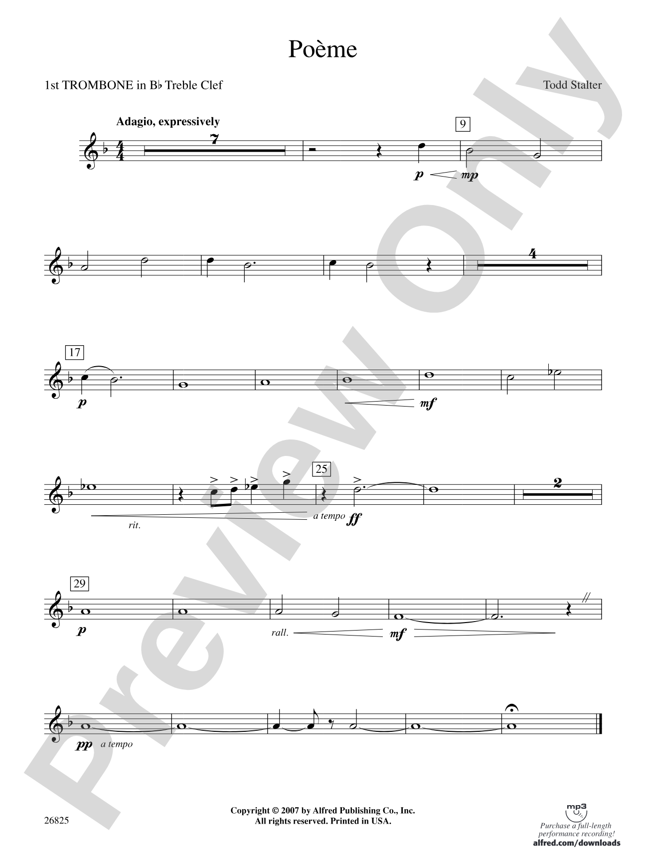 Poeme: (wp) 1st B-flat Trombone T.C.