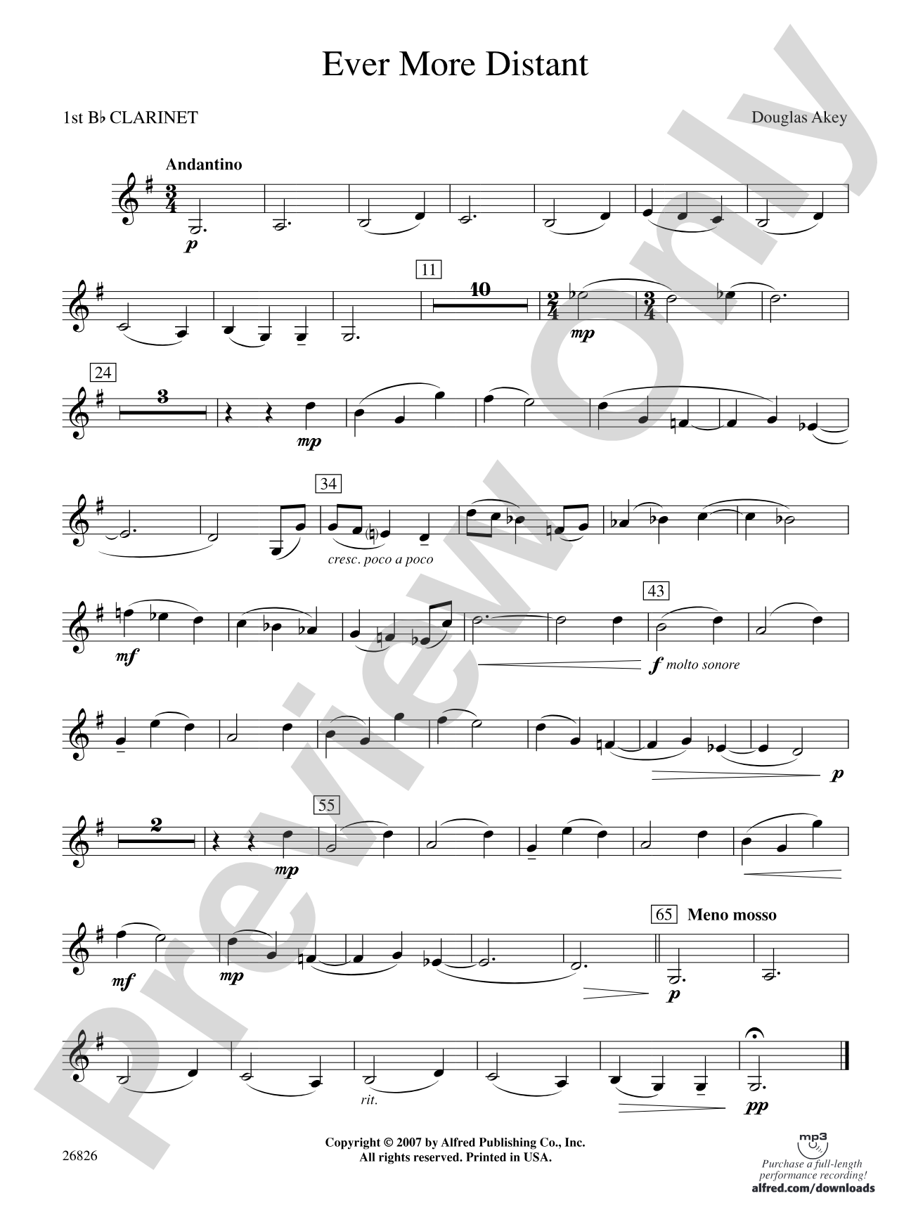 Ever More Distant: 1st B-flat Clarinet