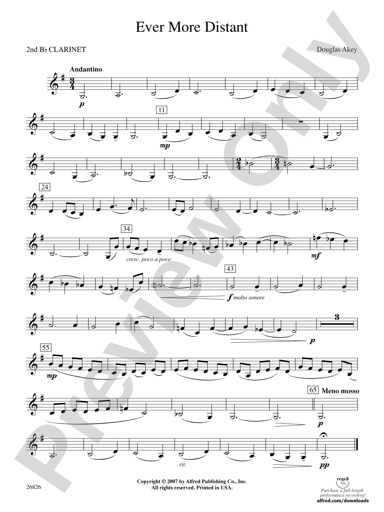 Ever More Distant: 2nd B-flat Clarinet