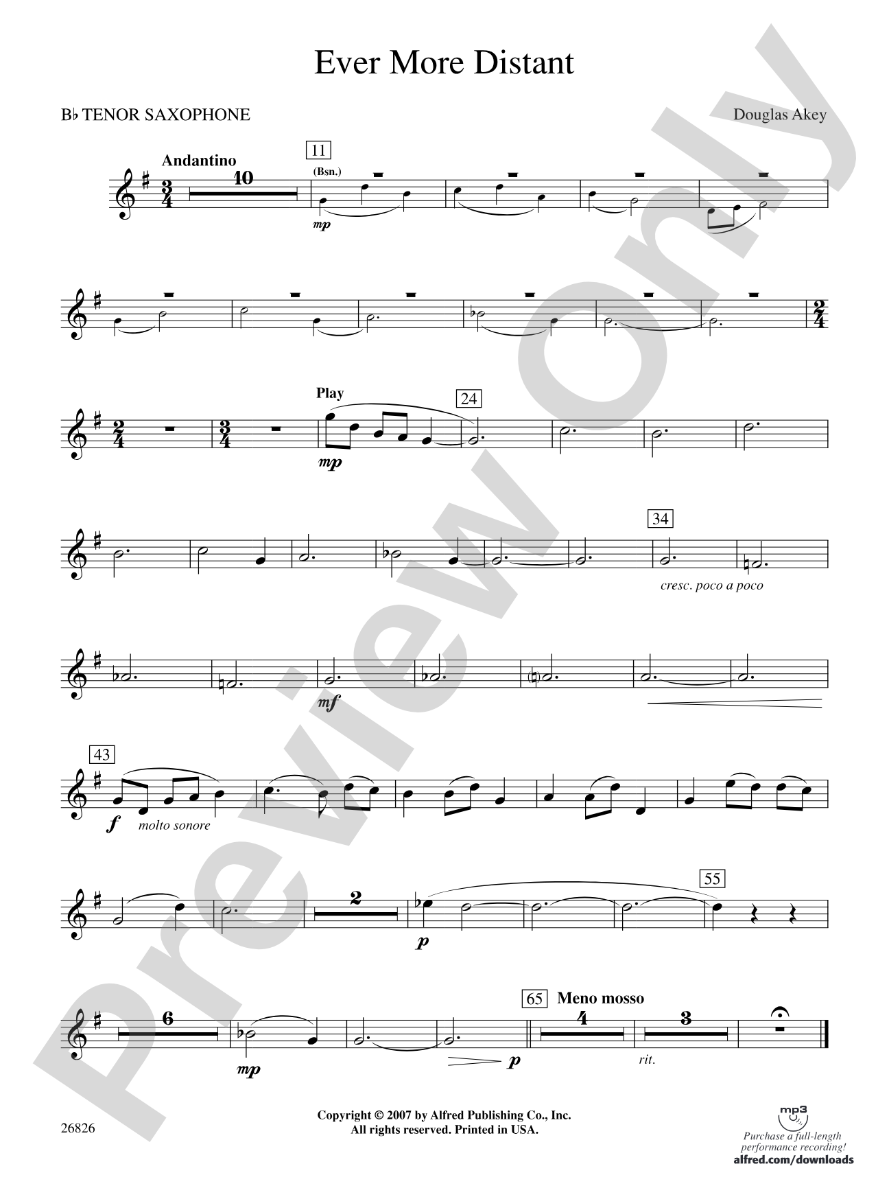 Ever More Distant: B-flat Tenor Saxophone