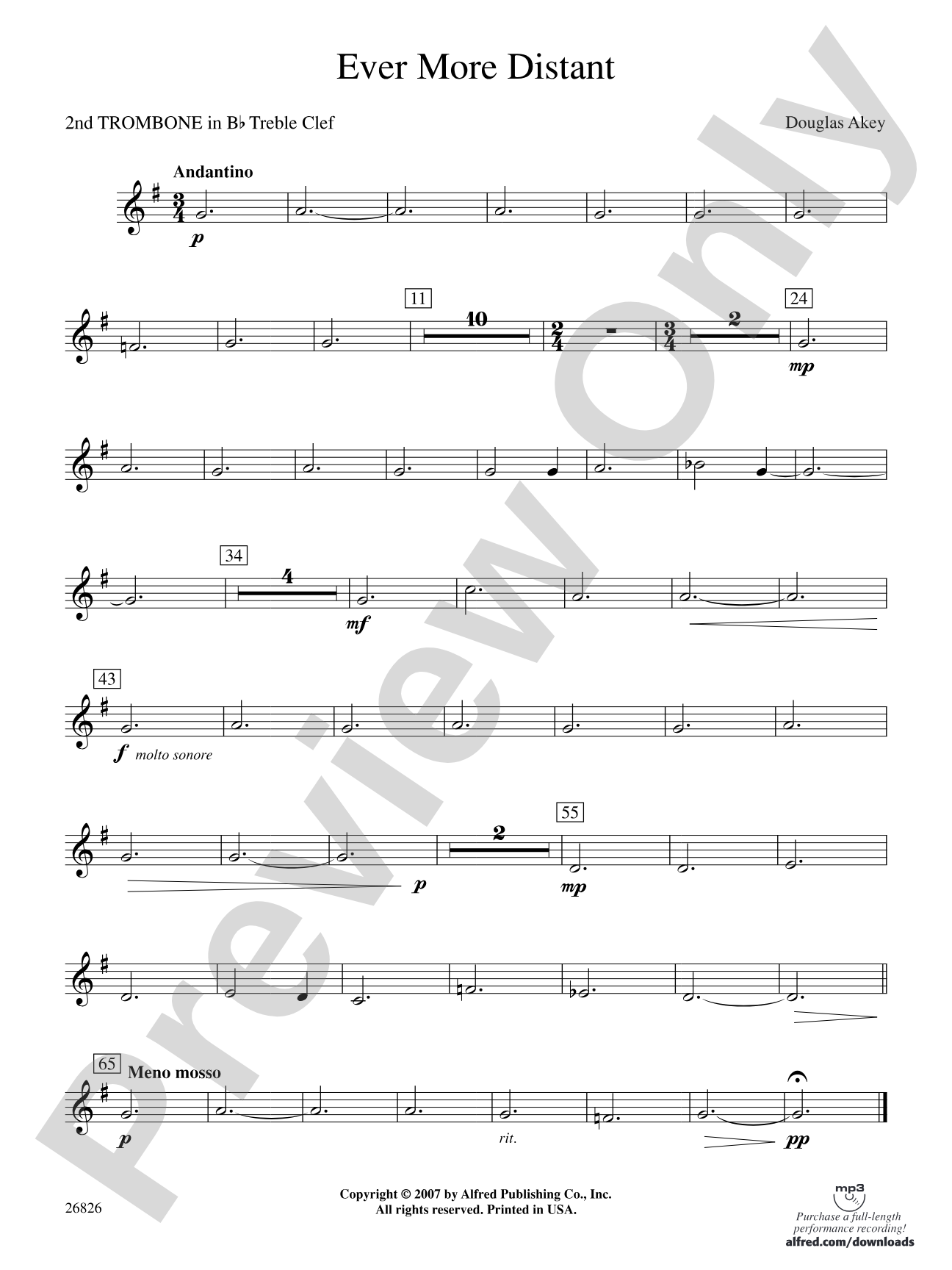 Ever More Distant: (wp) 2nd B-flat Trombone T.C.