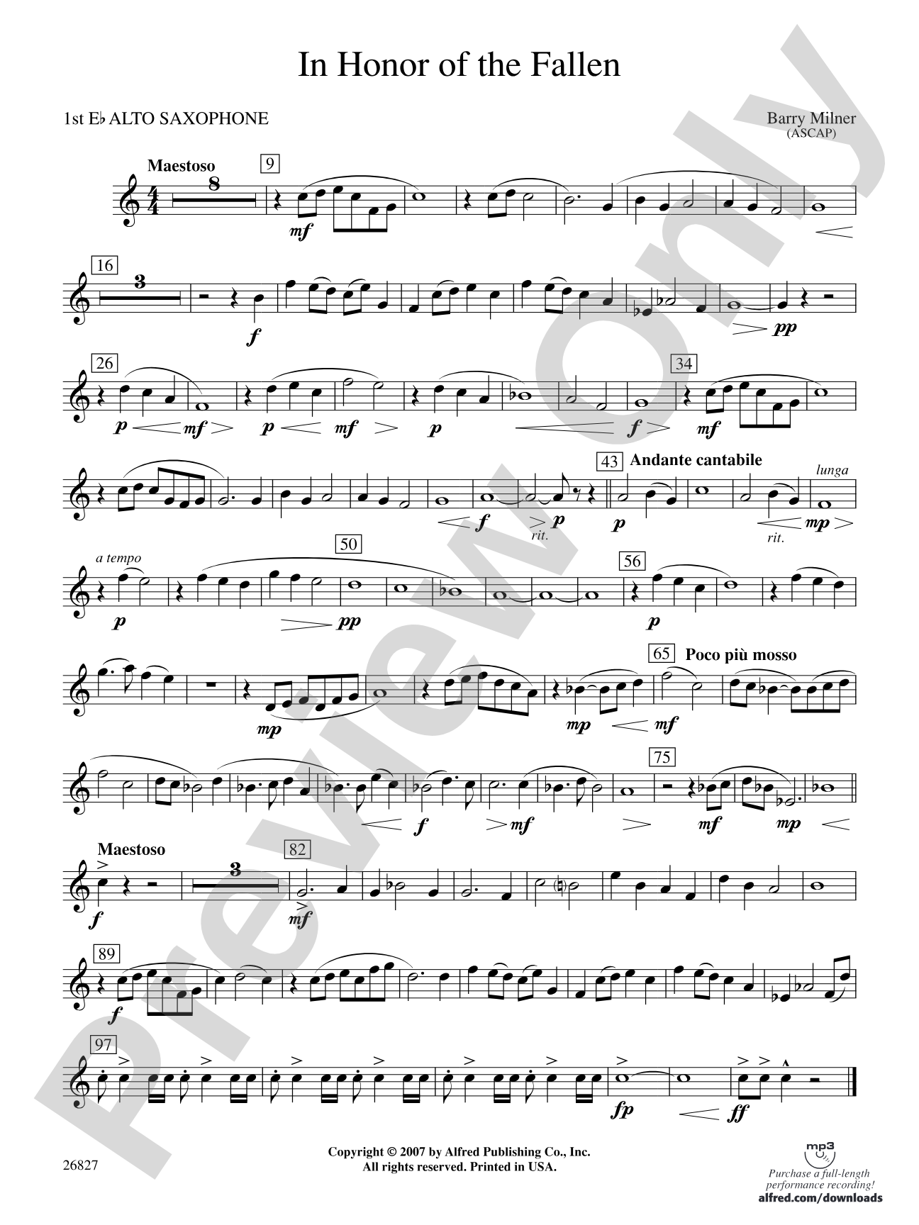 In Honor of the Fallen: E-flat Alto Saxophone