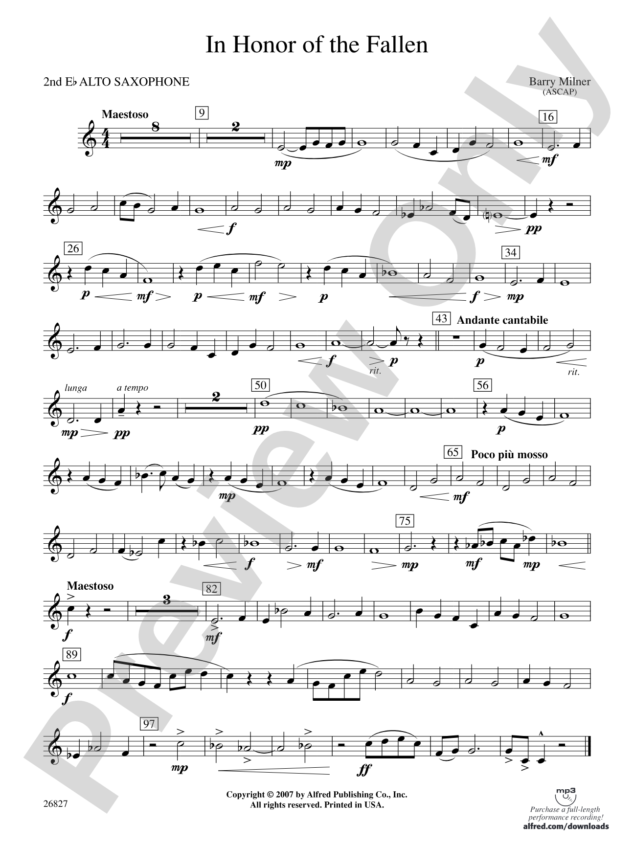 In Honor of the Fallen: 2nd E-flat Alto Saxophone