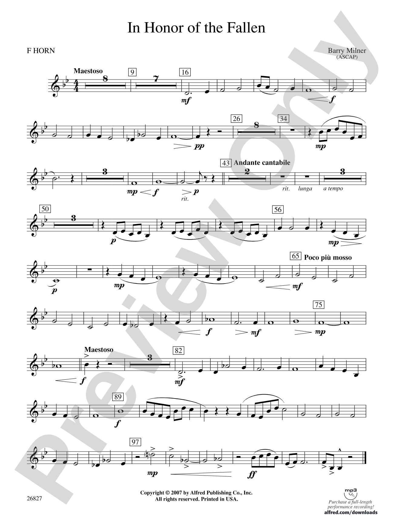 In Honor of the Fallen: 1st F Horn
