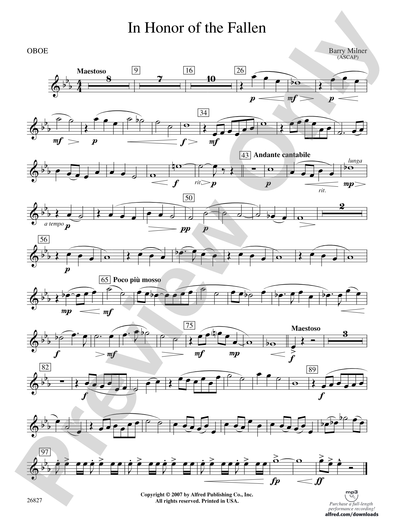 In Honor of the Fallen: Oboe