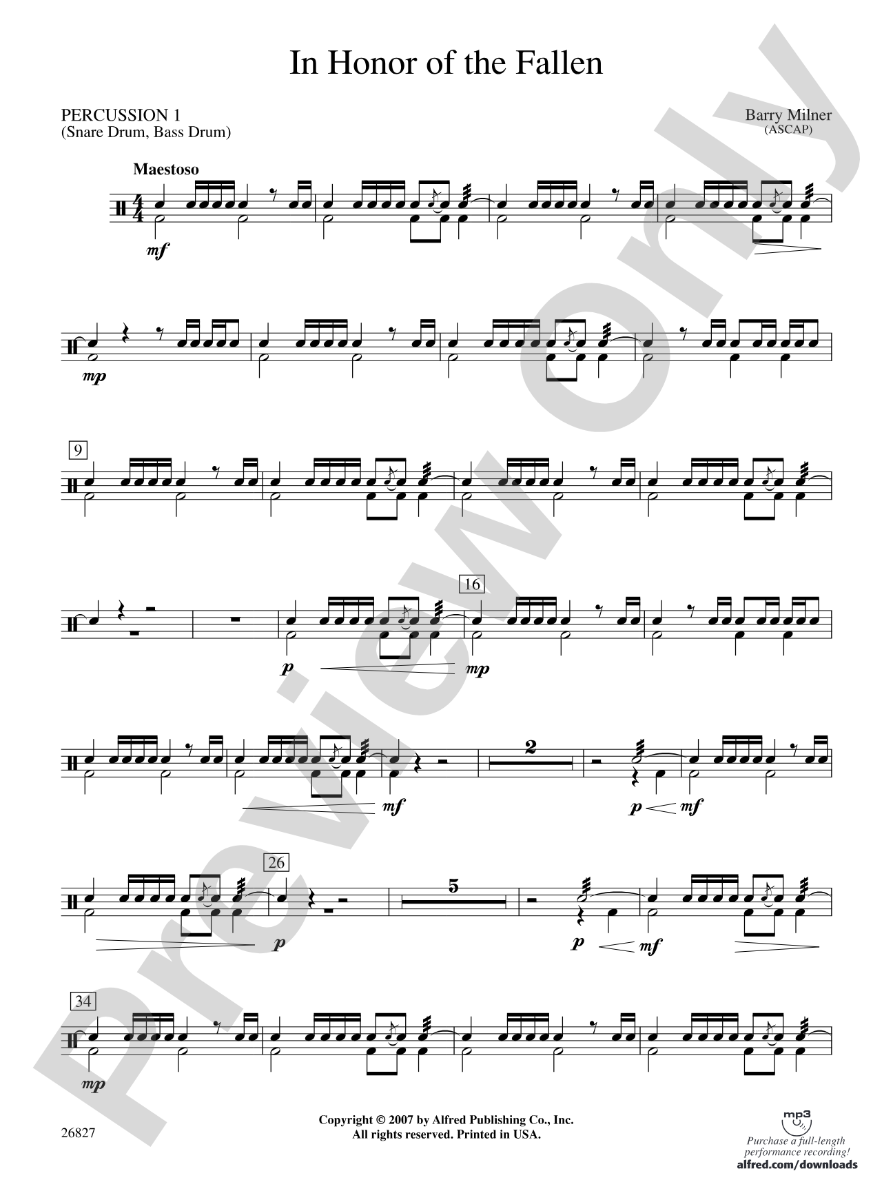 In Honor of the Fallen: 1st Percussion
