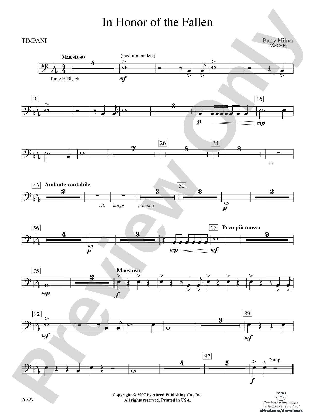 In Honor of the Fallen: Timpani