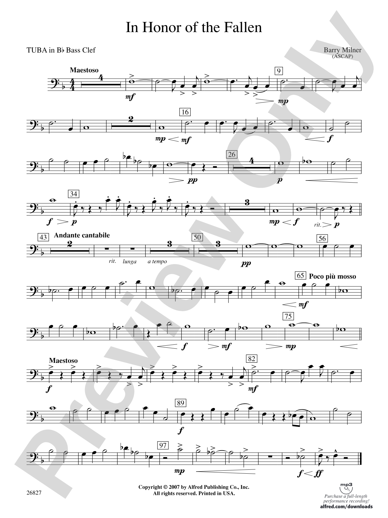 In Honor of the Fallen: (wp) B-flat Tuba B.C.