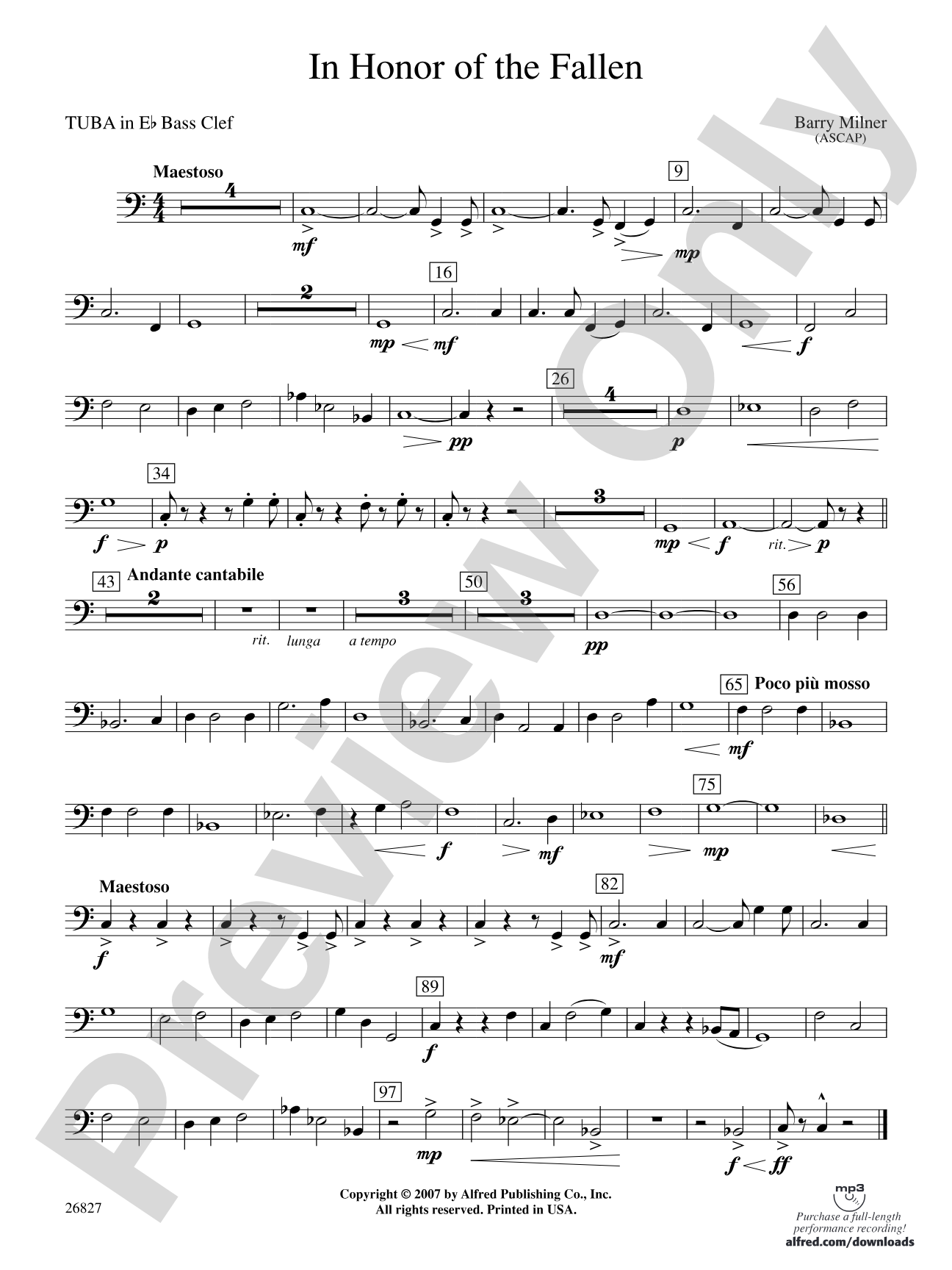 In Honor of the Fallen: (wp) E-flat Tuba B.C.