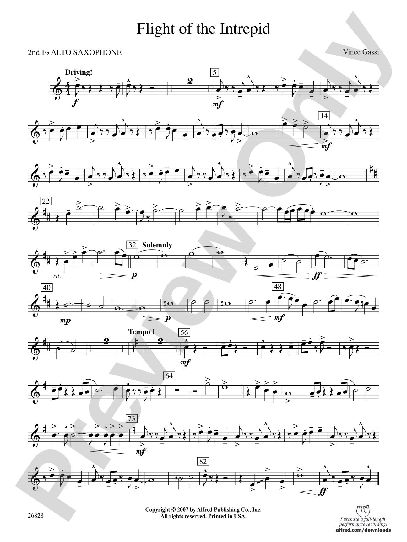 Flight of the Intrepid: 2nd E-flat Alto Saxophone