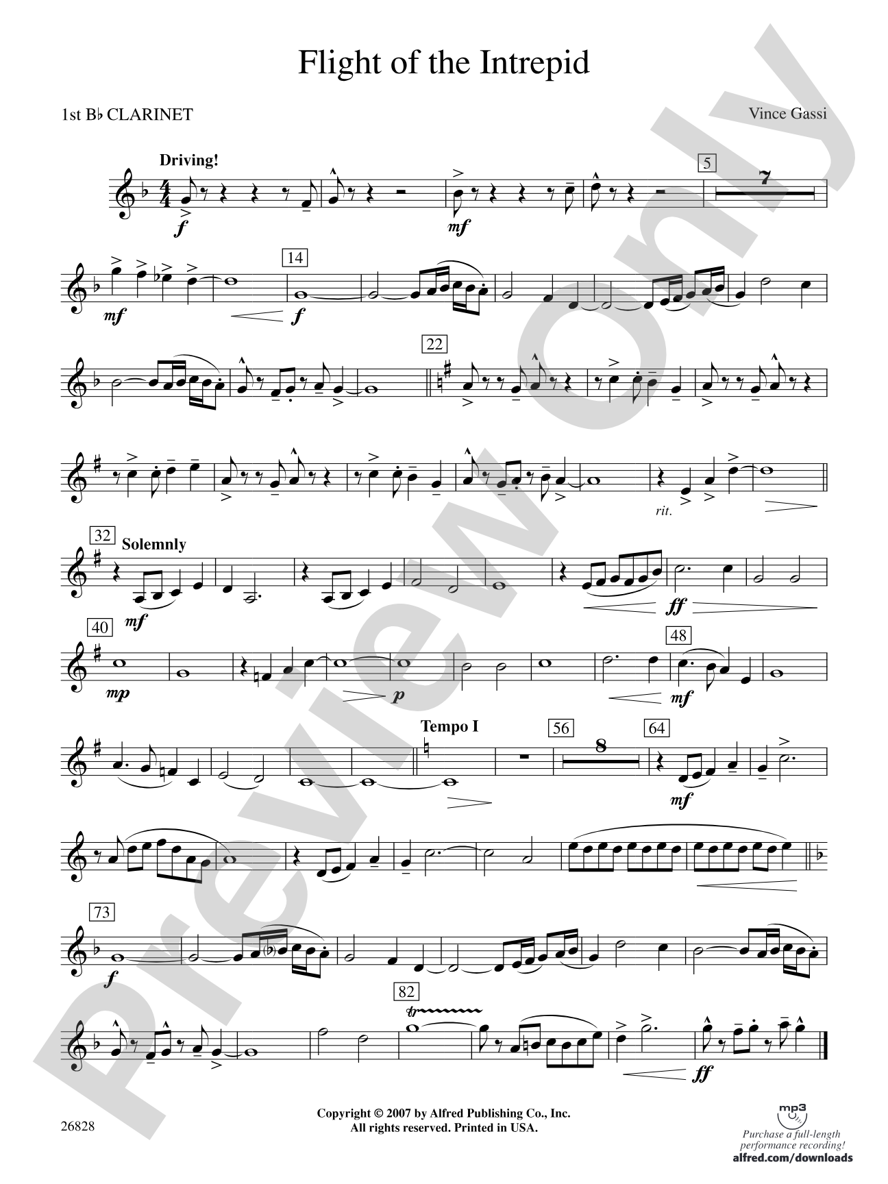 Flight of the Intrepid: 1st B-flat Clarinet