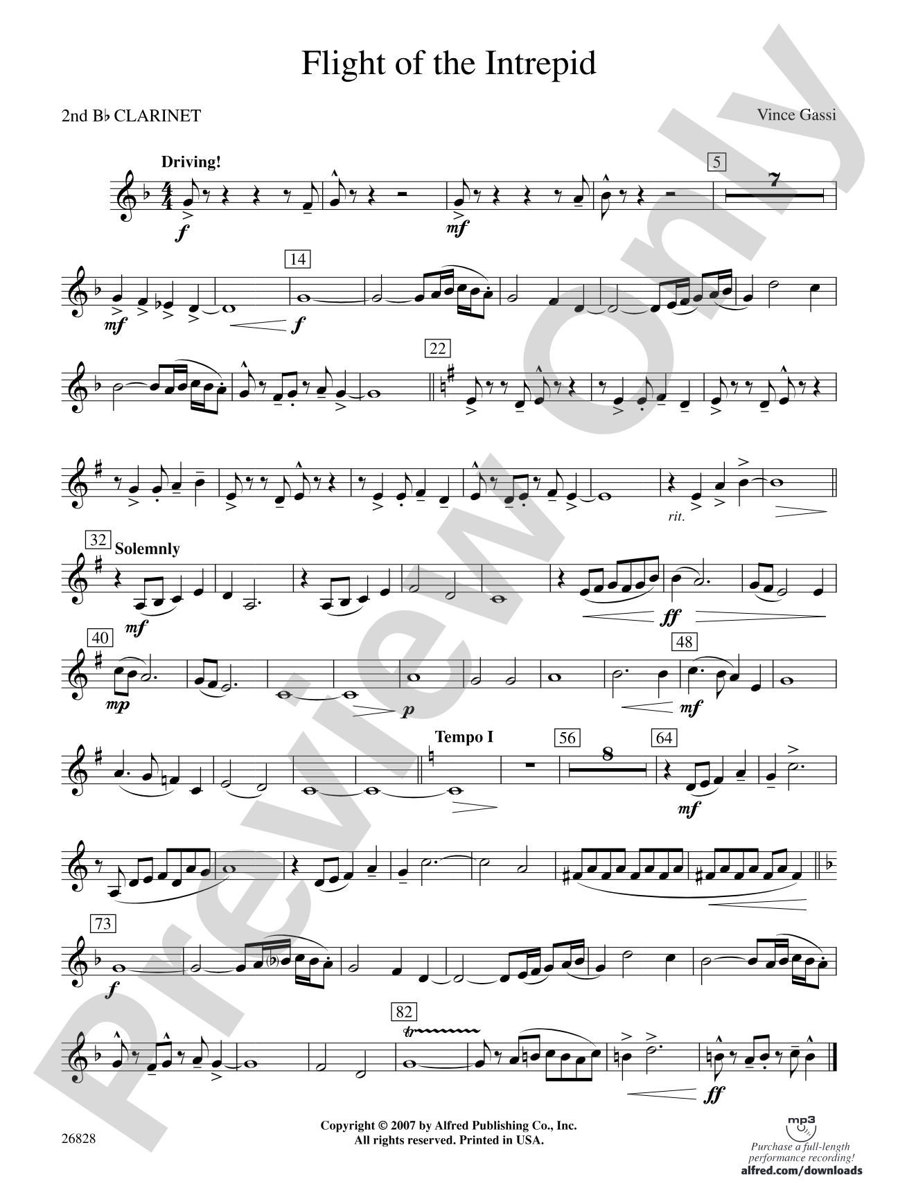 Flight of the Intrepid: 2nd B-flat Clarinet