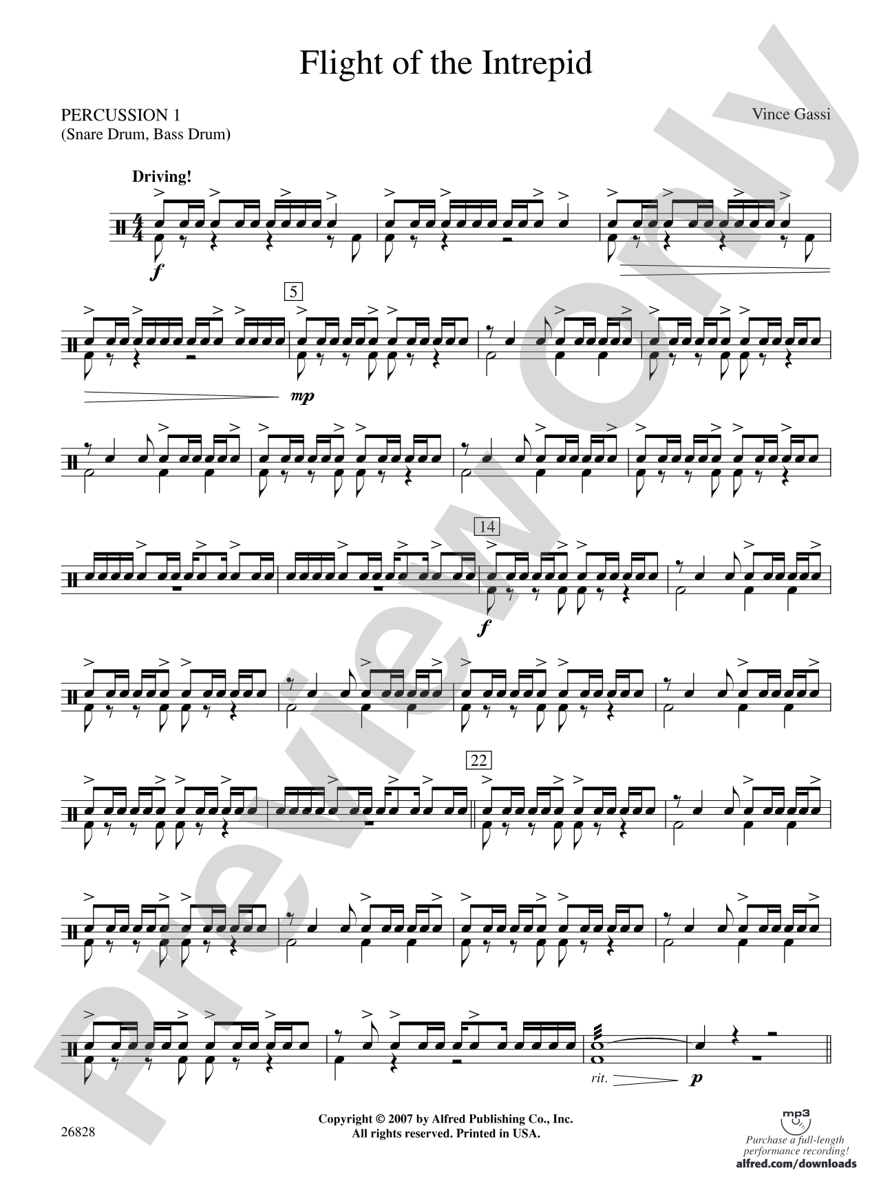 Flight of the Intrepid: 1st Percussion