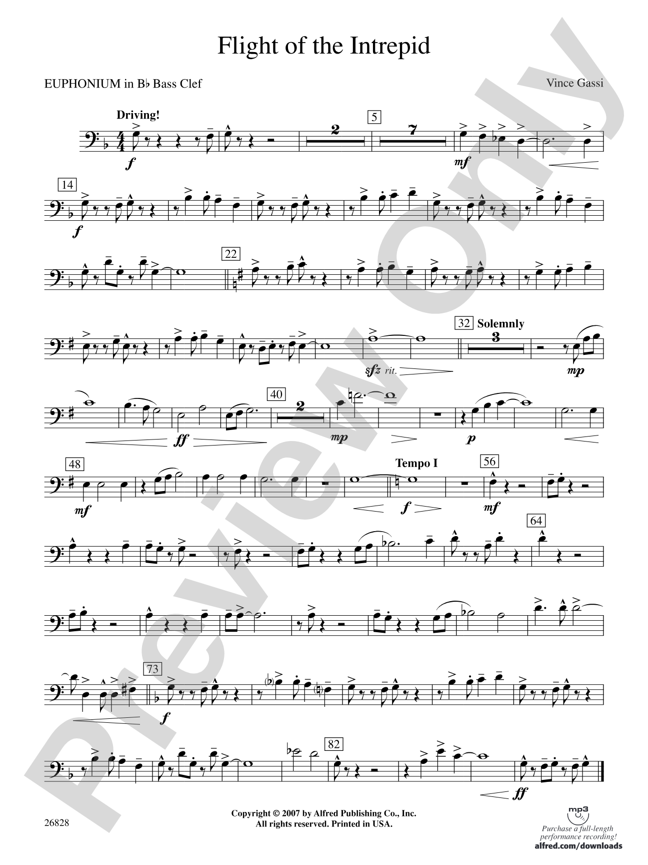 Flight of the Intrepid: (wp) B-flat Baritone B.C.