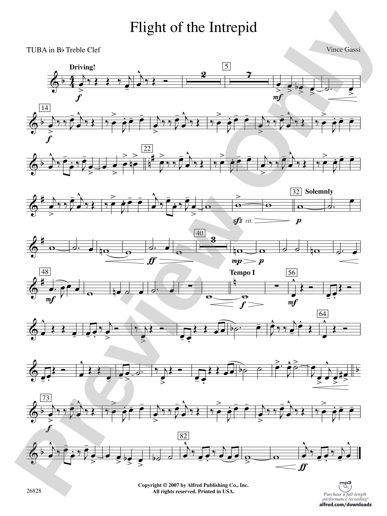 Flight of the Intrepid: (wp) B-flat Tuba T.C.