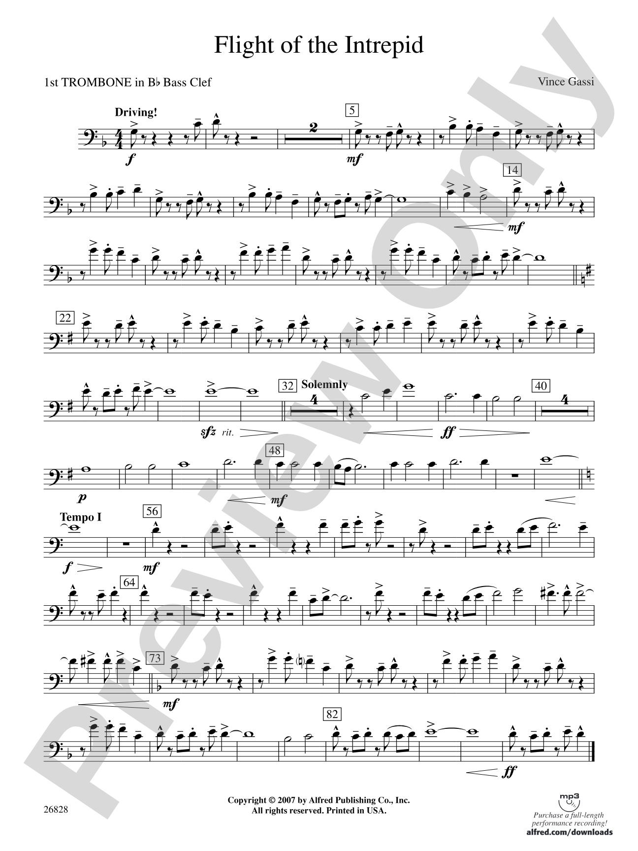 Flight of the Intrepid: (wp) 1st B-flat Trombone B.C.