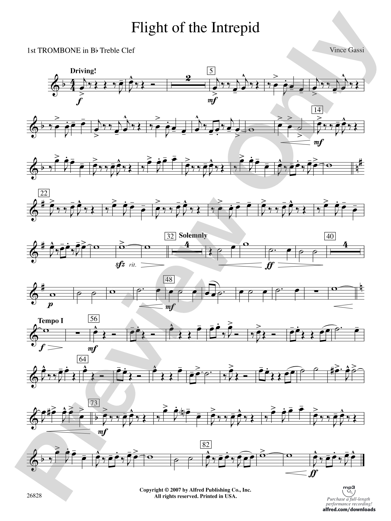 Flight of the Intrepid: (wp) 1st B-flat Trombone T.C.
