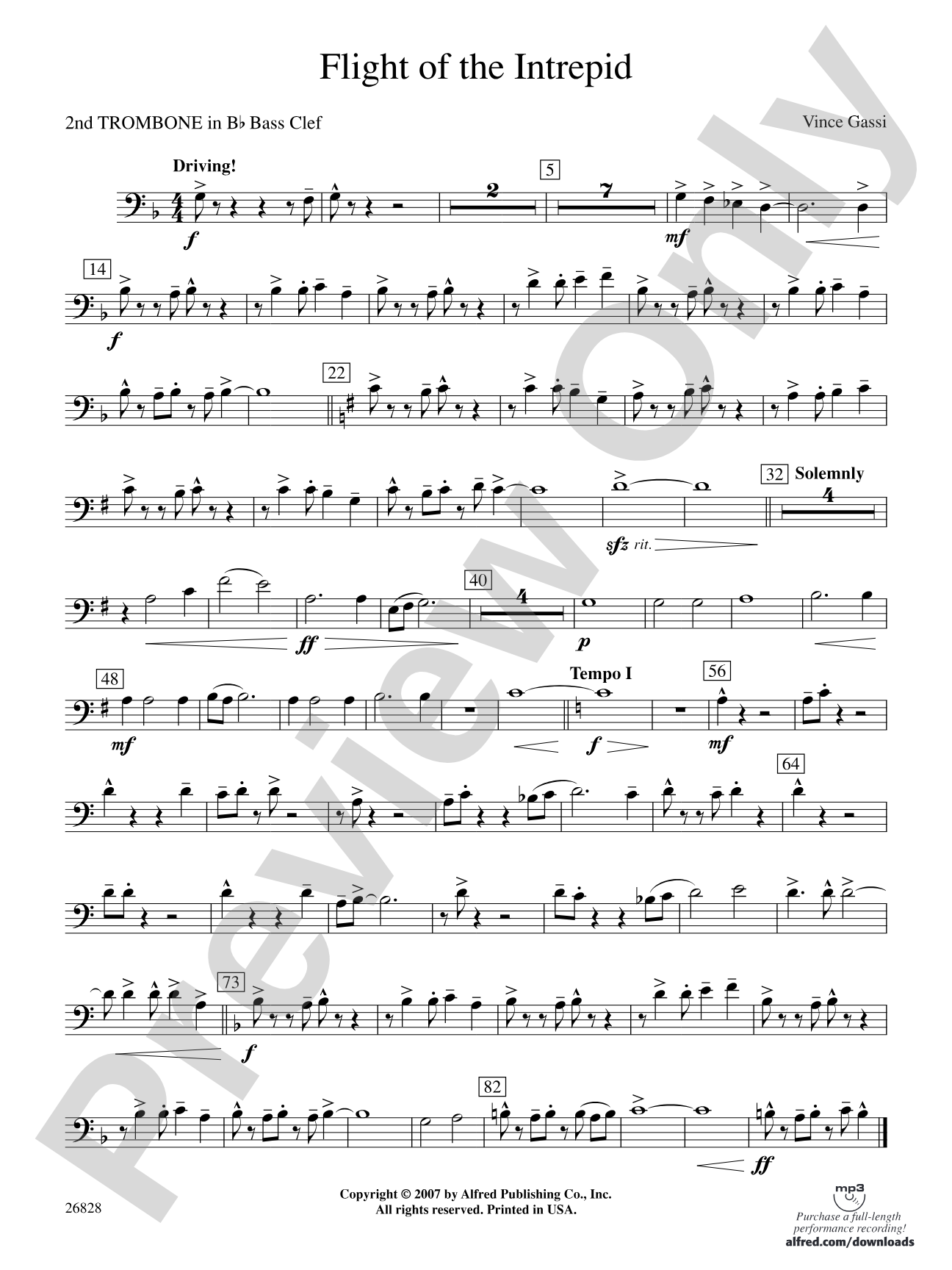 Flight of the Intrepid: (wp) 2nd B-flat Trombone B.C.