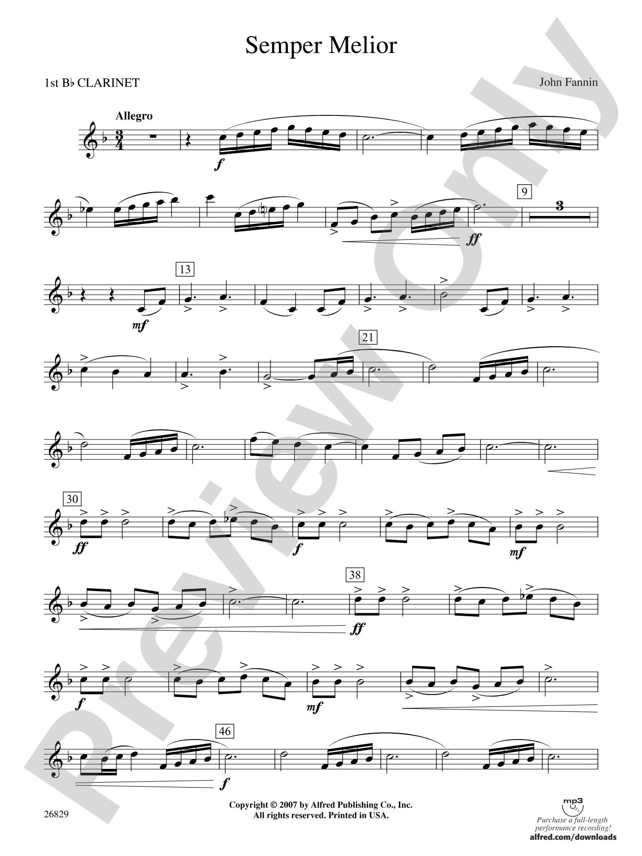 Semper Melior: 1st B-flat Clarinet
