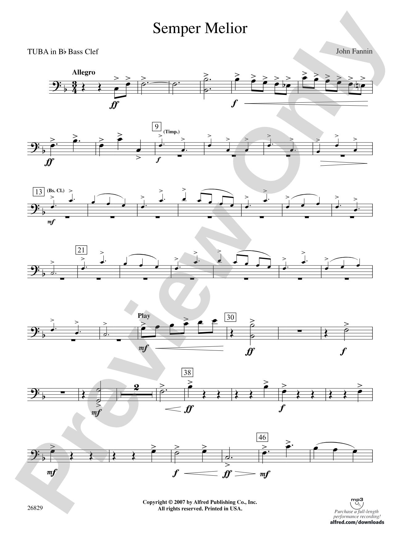 Semper Melior: (wp) B-flat Tuba B.C.