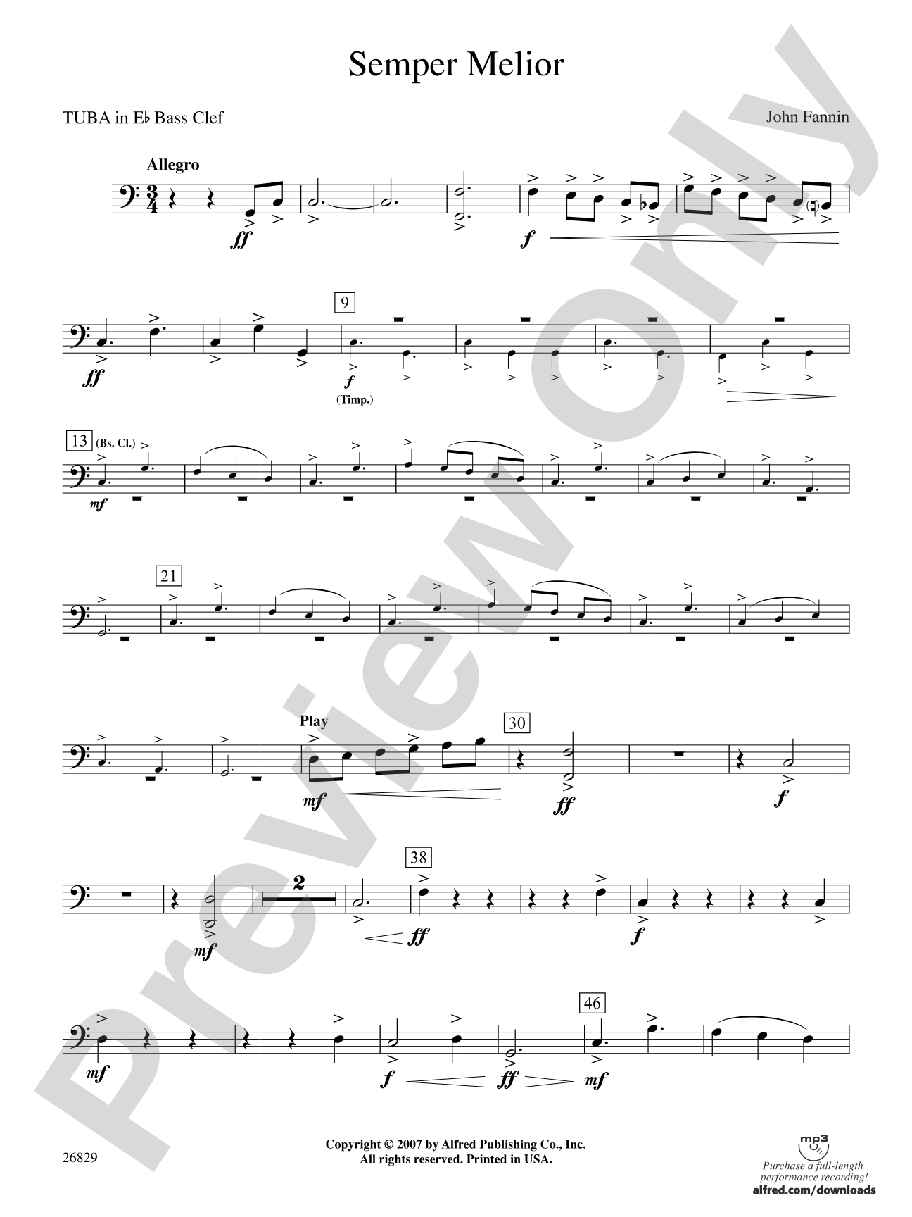 Semper Melior: (wp) E-flat Tuba B.C.