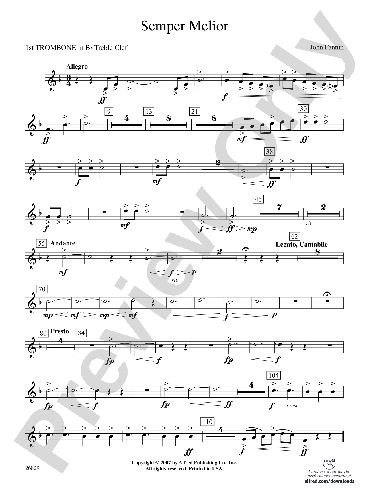 Semper Melior: (wp) 1st B-flat Trombone T.C.