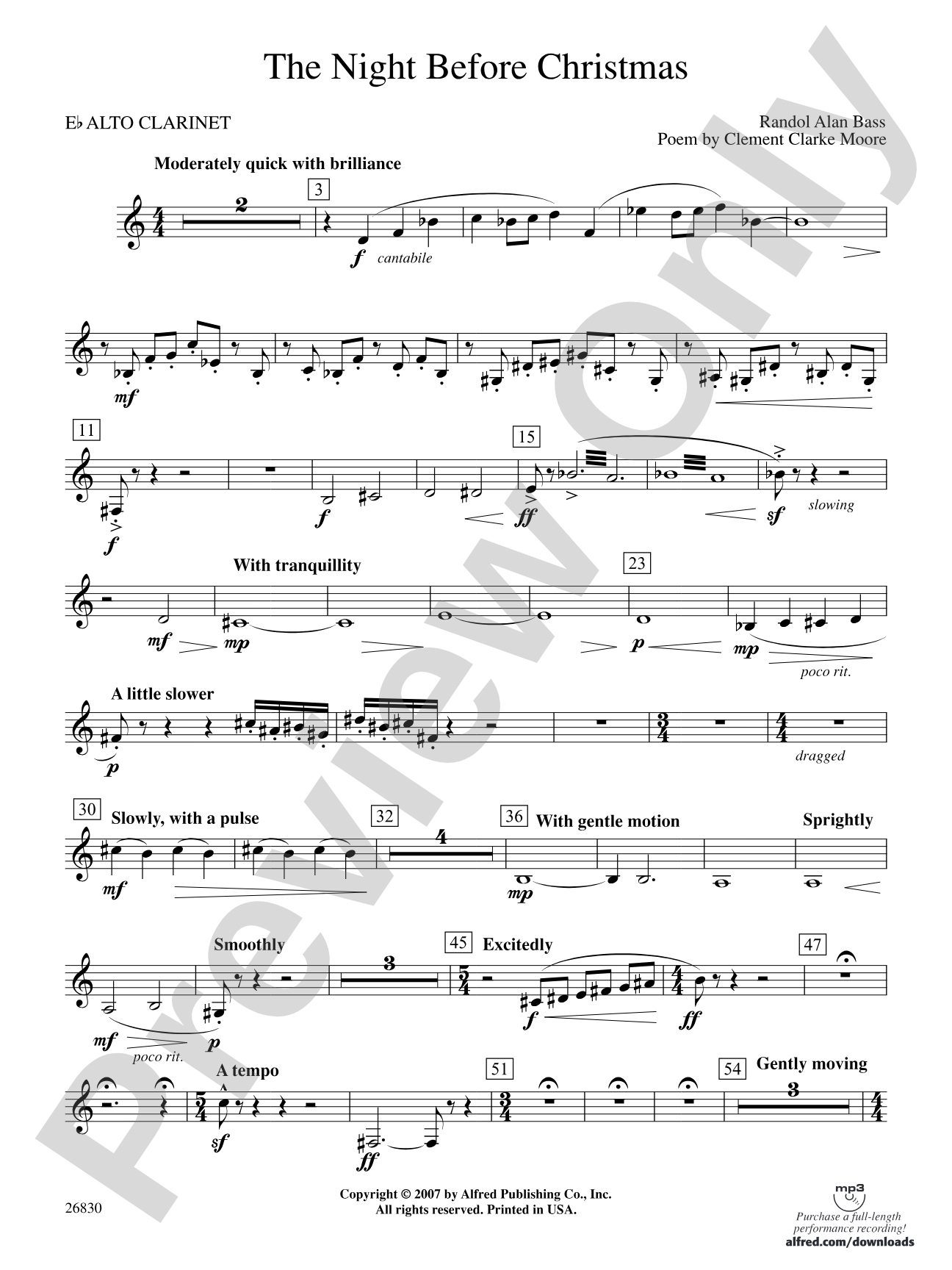 The Night Before Christmas: E-flat Alto Clarinet