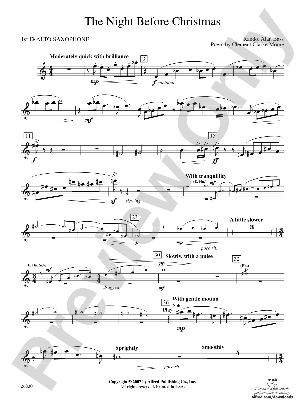 The Night Before Christmas: E-flat Alto Saxophone