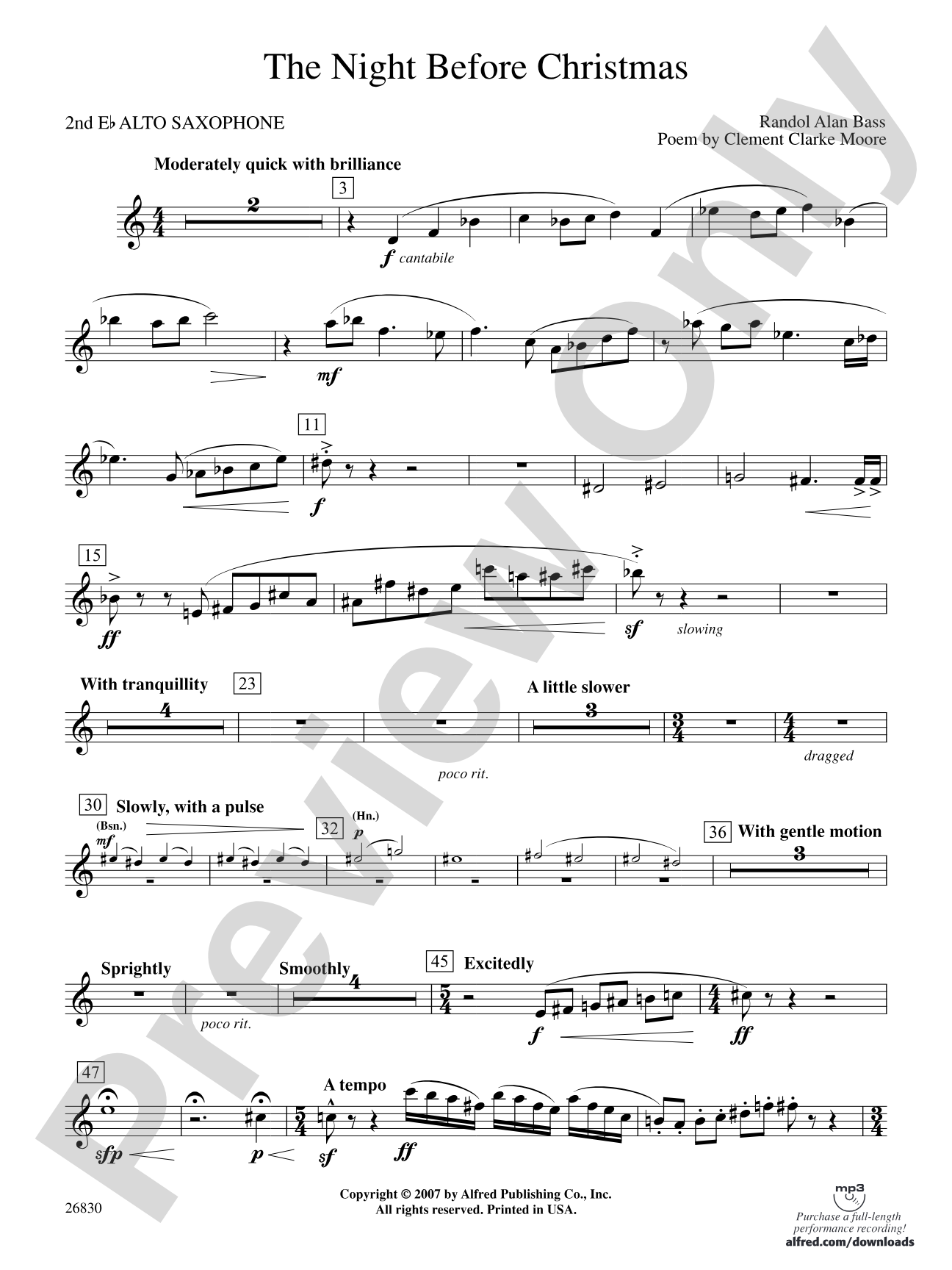 The Night Before Christmas: 2nd E-flat Alto Saxophone