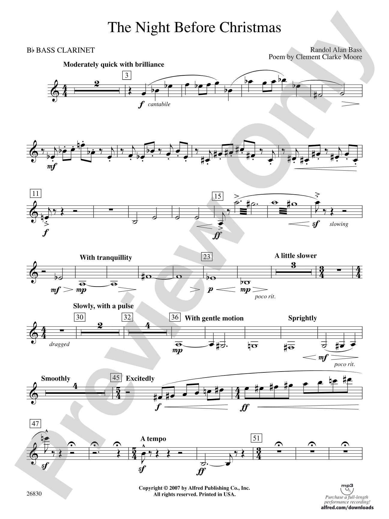 The Night Before Christmas: B-flat Bass Clarinet