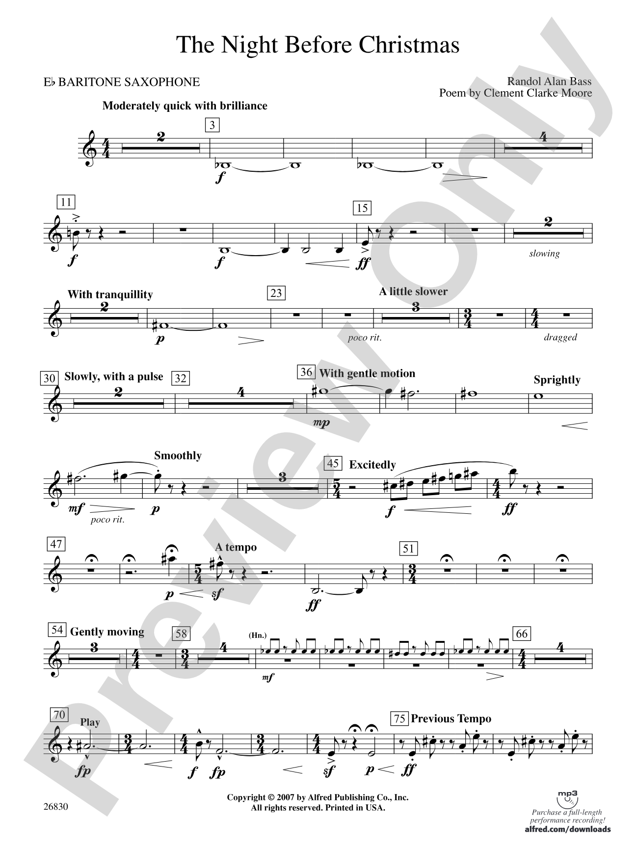The Night Before Christmas: E-flat Baritone Saxophone