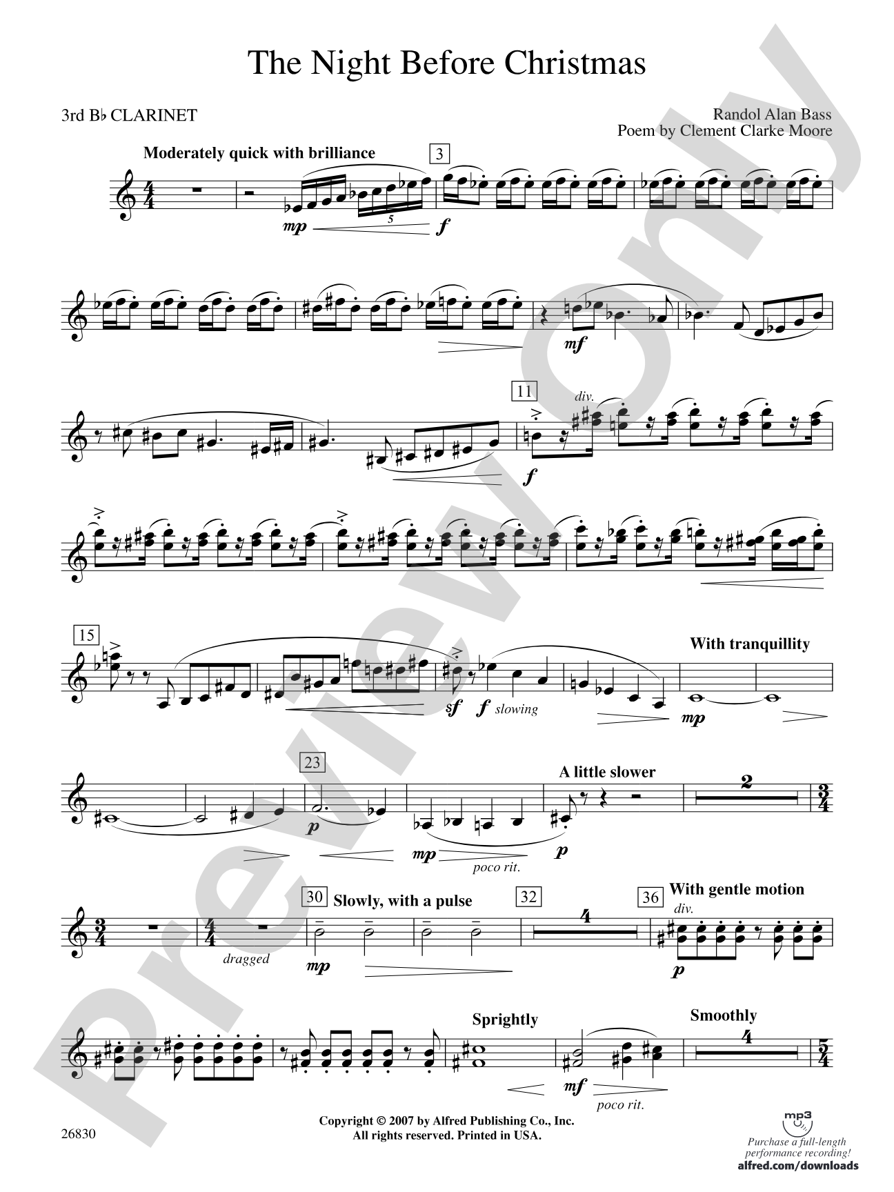 The Night Before Christmas: 3rd B-flat Clarinet