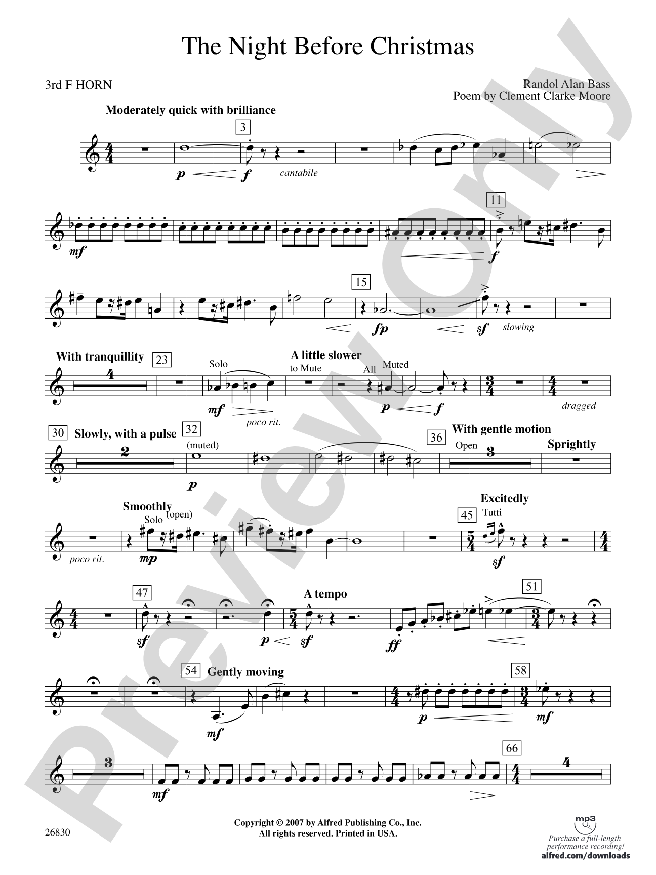 The Night Before Christmas: 3rd F Horn