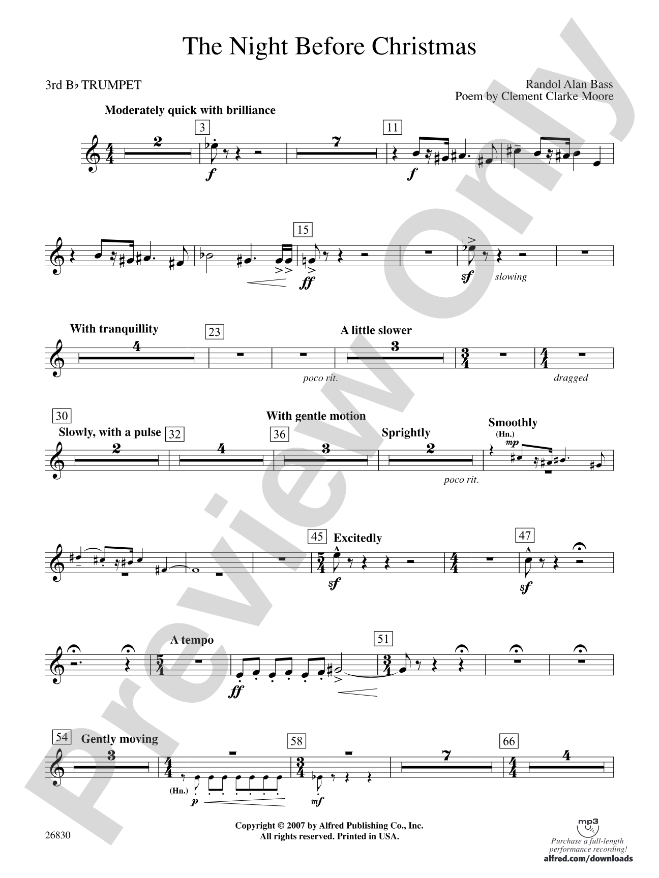 The Night Before Christmas: 3rd B-flat Trumpet