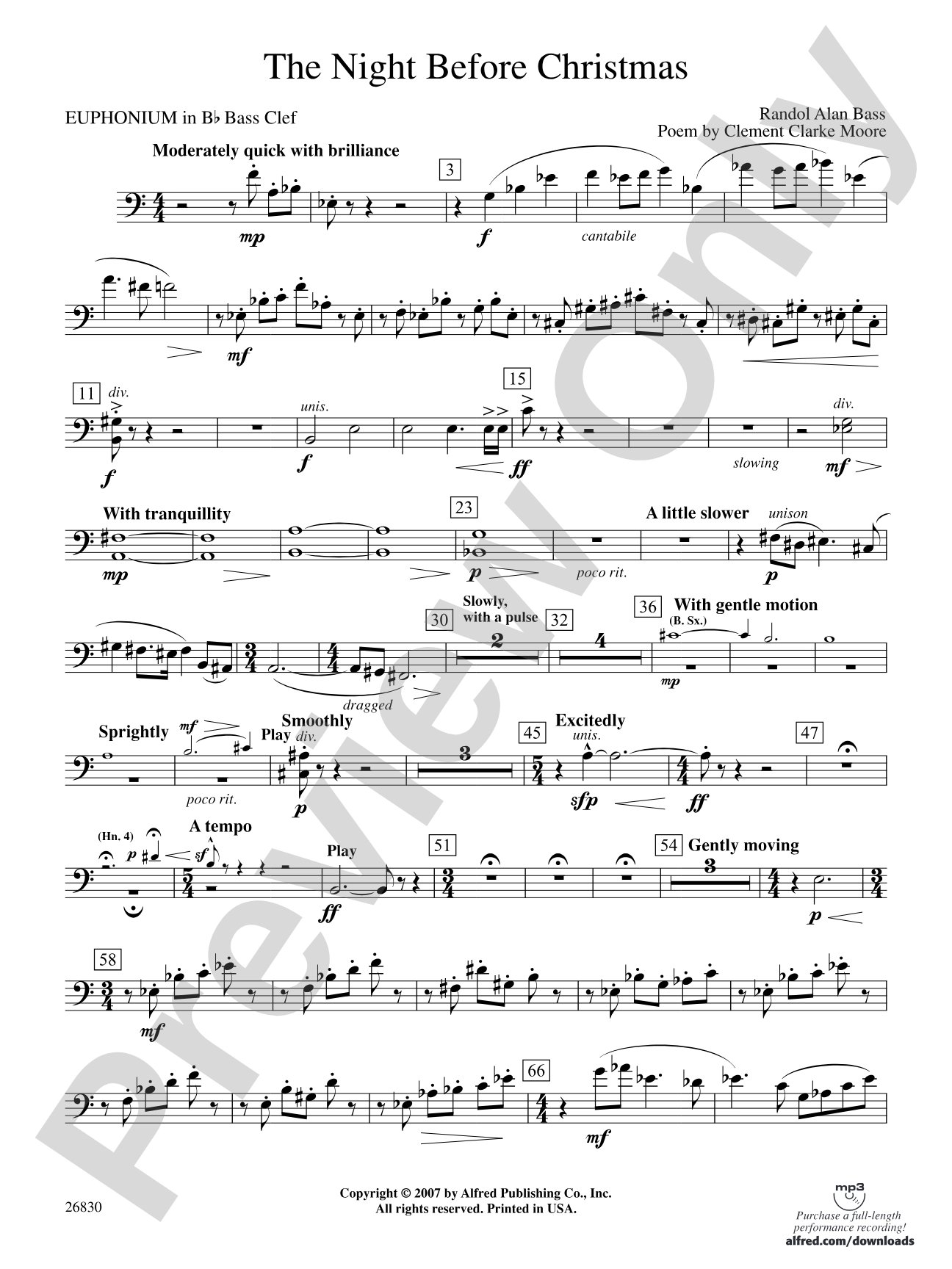 The Night Before Christmas: (wp) B-flat Baritone B.C.