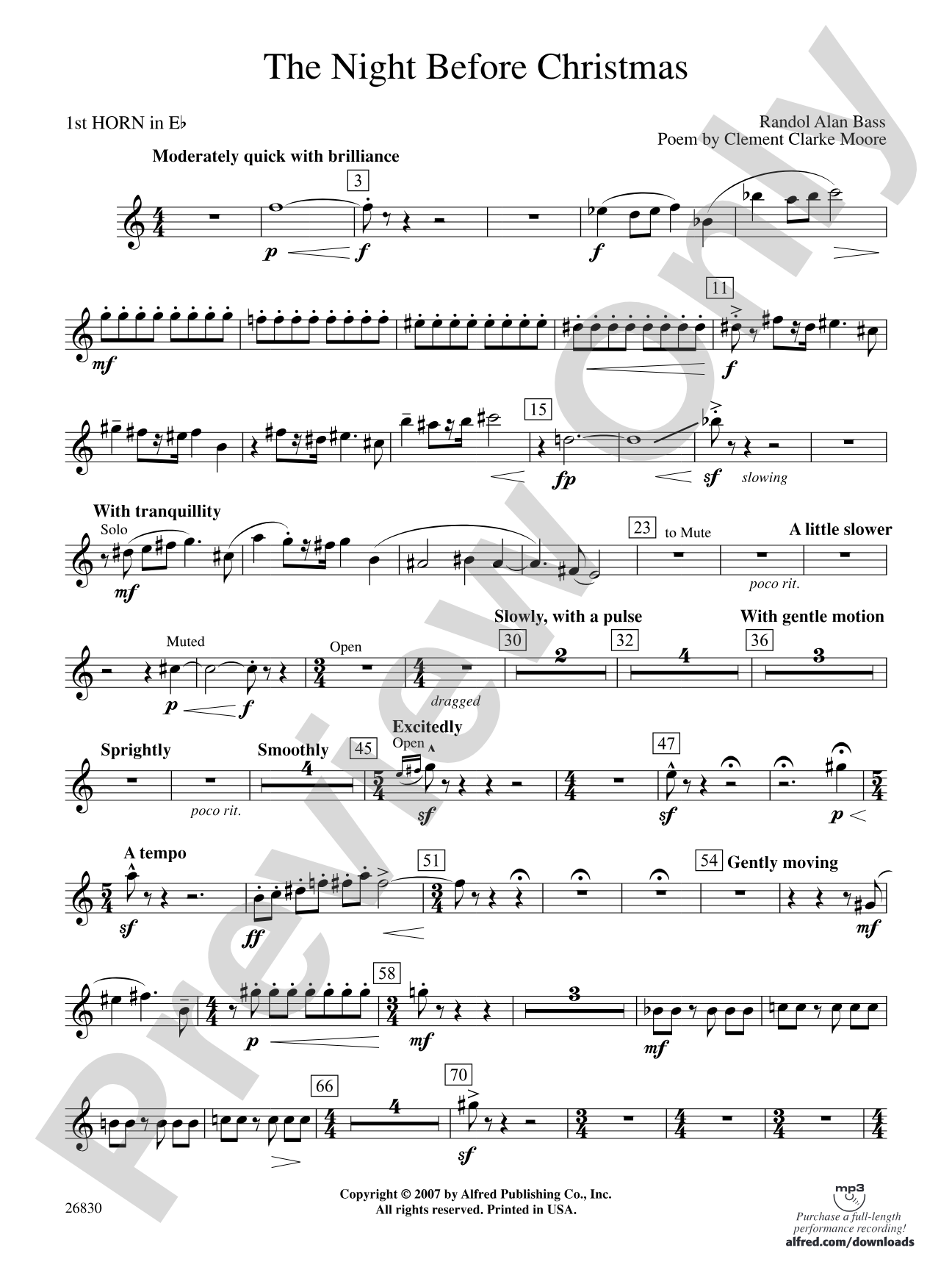 The Night Before Christmas: (wp) 1st Horn in E-flat