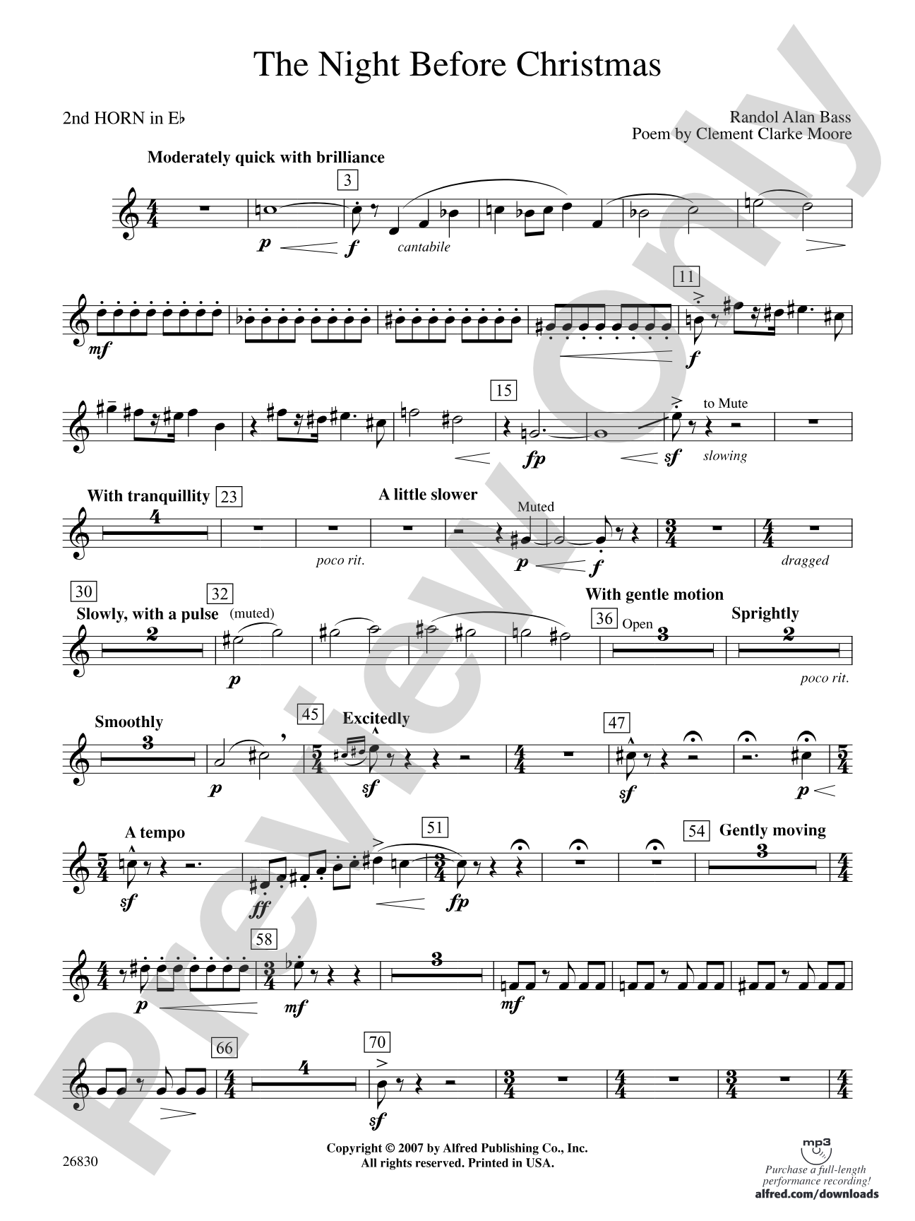 The Night Before Christmas: (wp) 2nd Horn in E-flat
