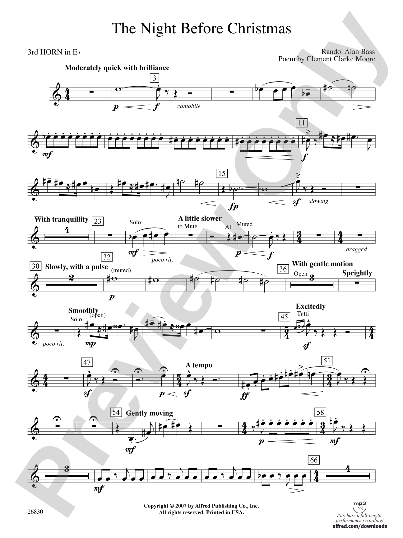 The Night Before Christmas: (wp) 3rd Horn in E-flat