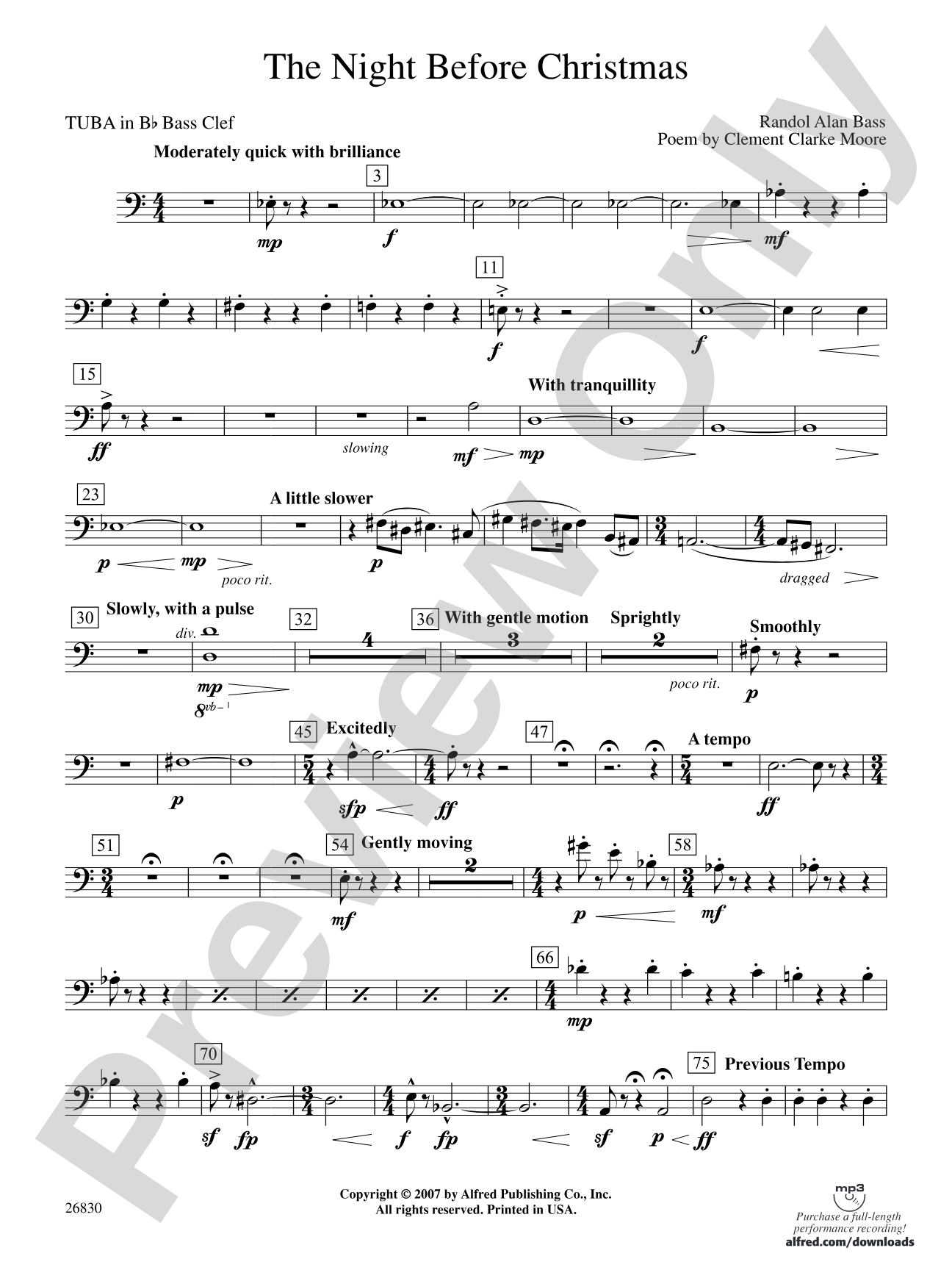 The Night Before Christmas: (wp) B-flat Tuba B.C.