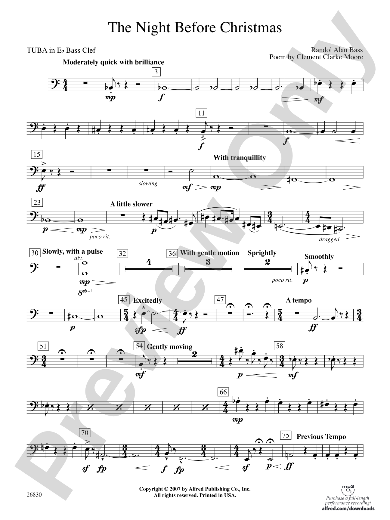 The Night Before Christmas: (wp) E-flat Tuba B.C.