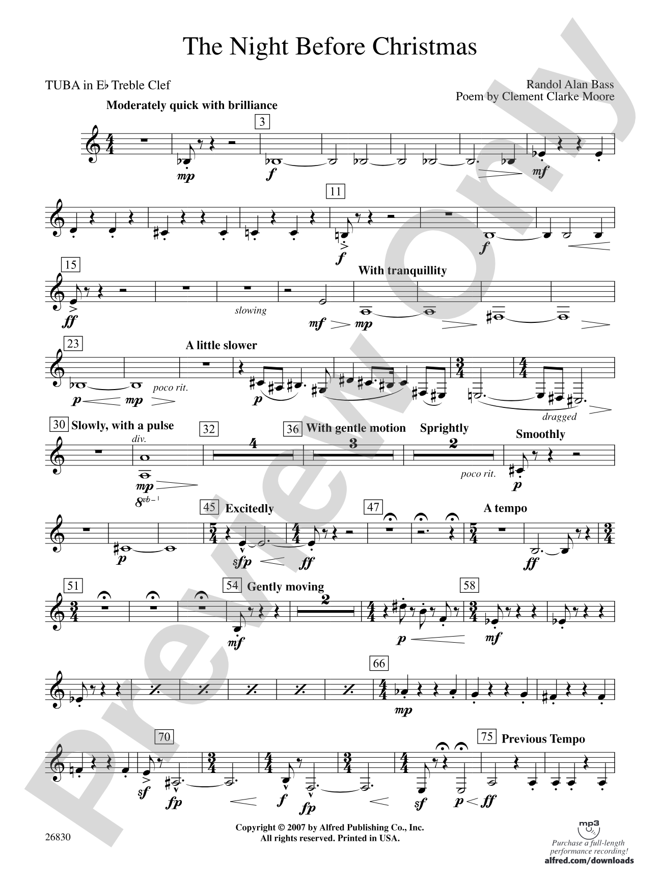 The Night Before Christmas: (wp) E-flat Tuba T.C.