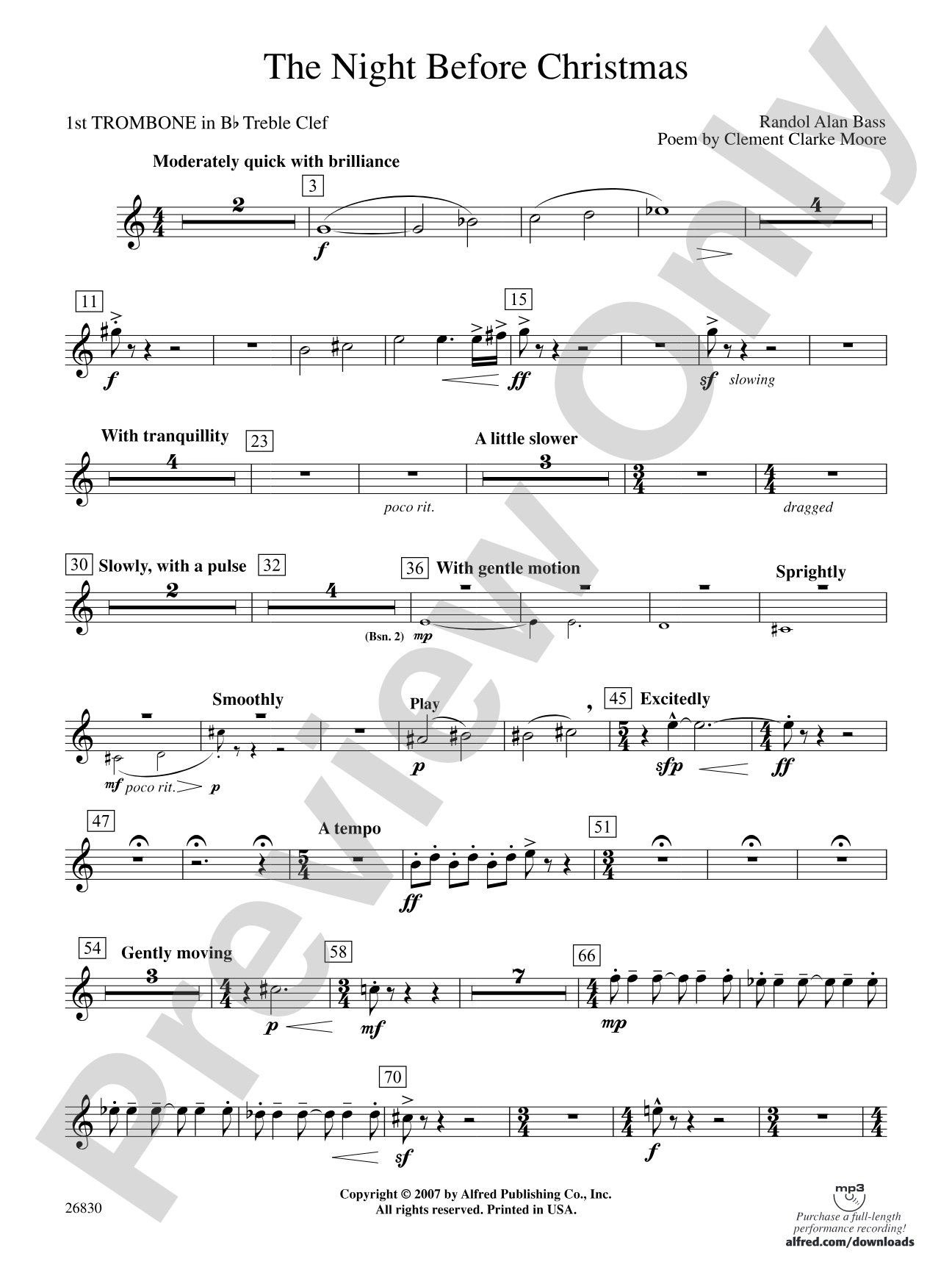 The Night Before Christmas: (wp) 1st B-flat Trombone T.C.