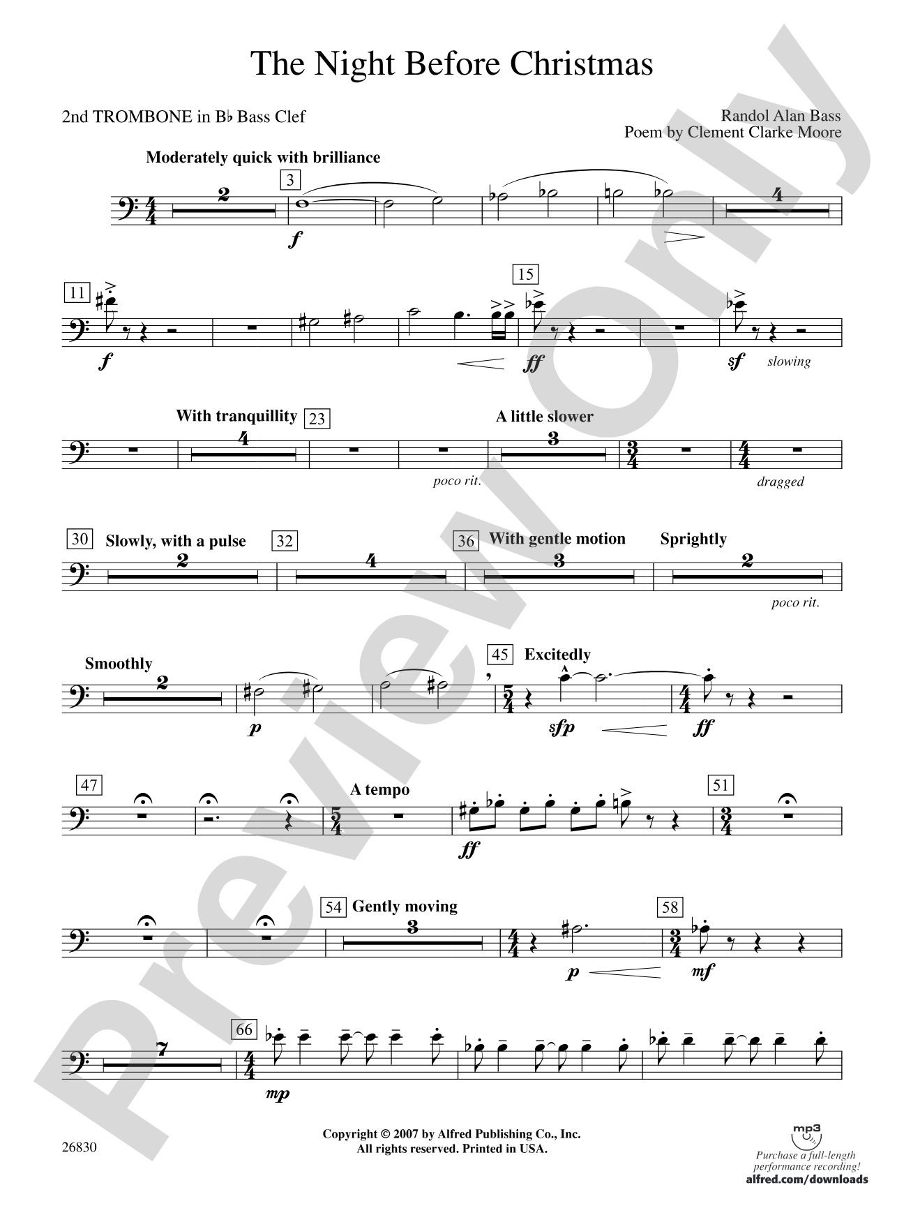 The Night Before Christmas: (wp) 2nd B-flat Trombone B.C.