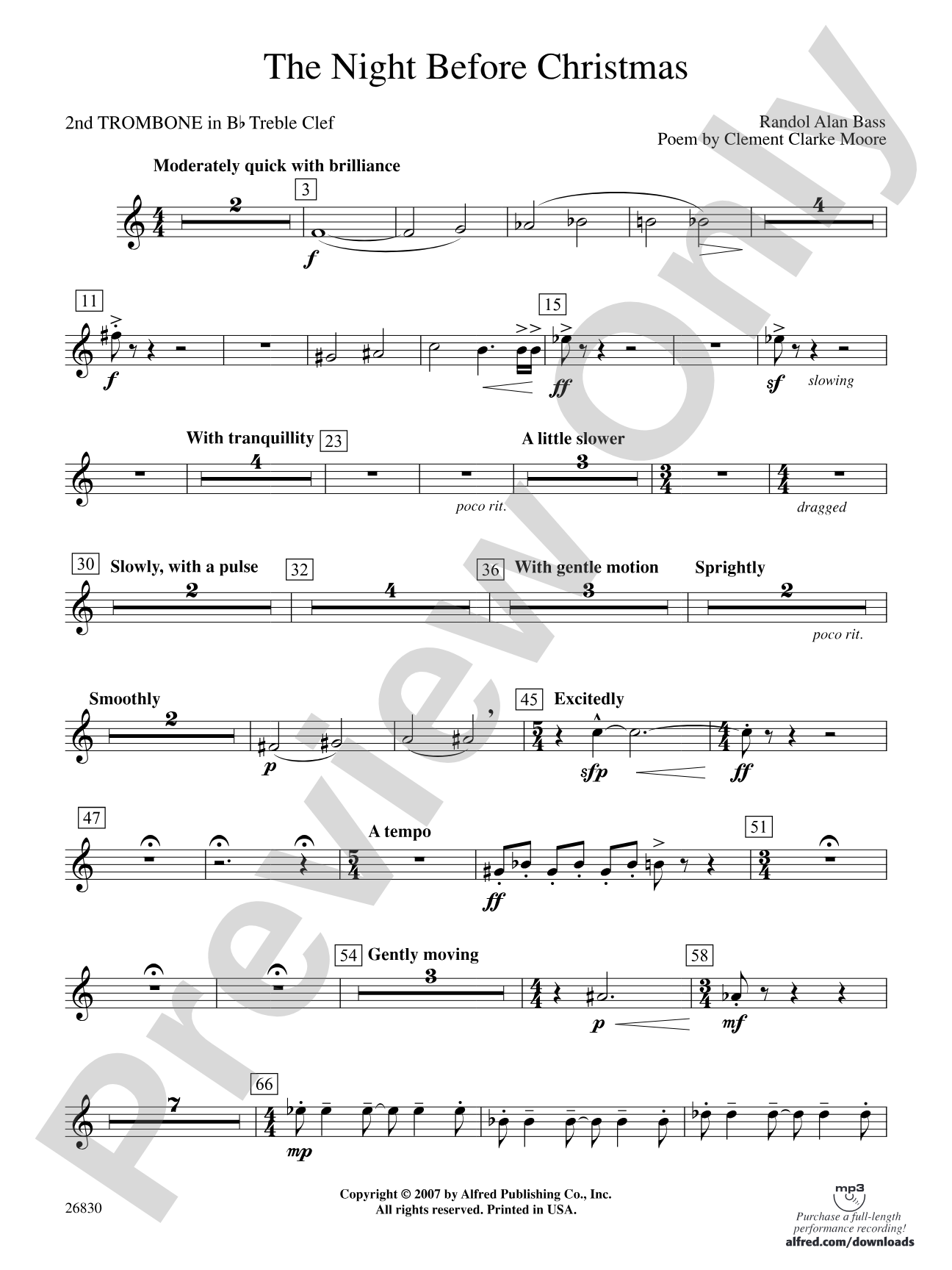 The Night Before Christmas: (wp) 2nd B-flat Trombone T.C.