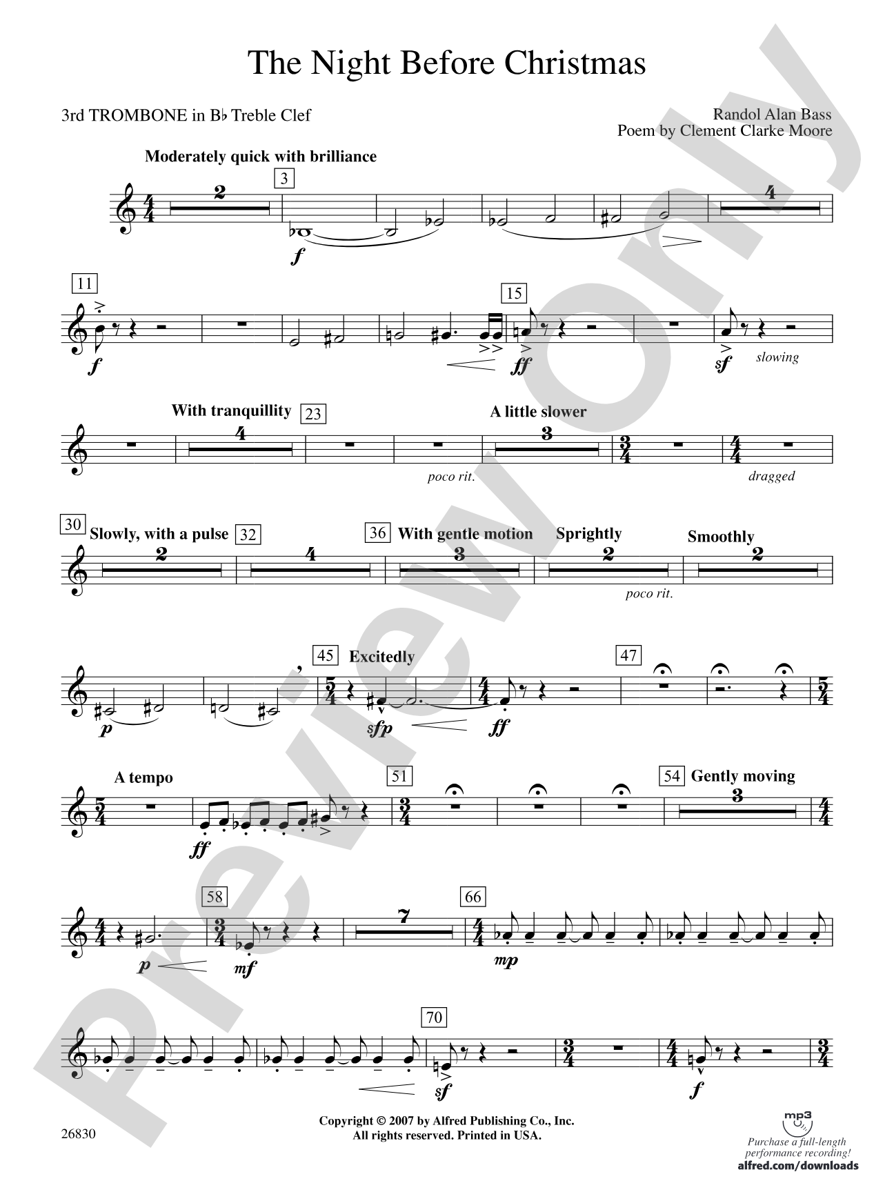 The Night Before Christmas: (wp) 3rd B-flat Trombone T.C.