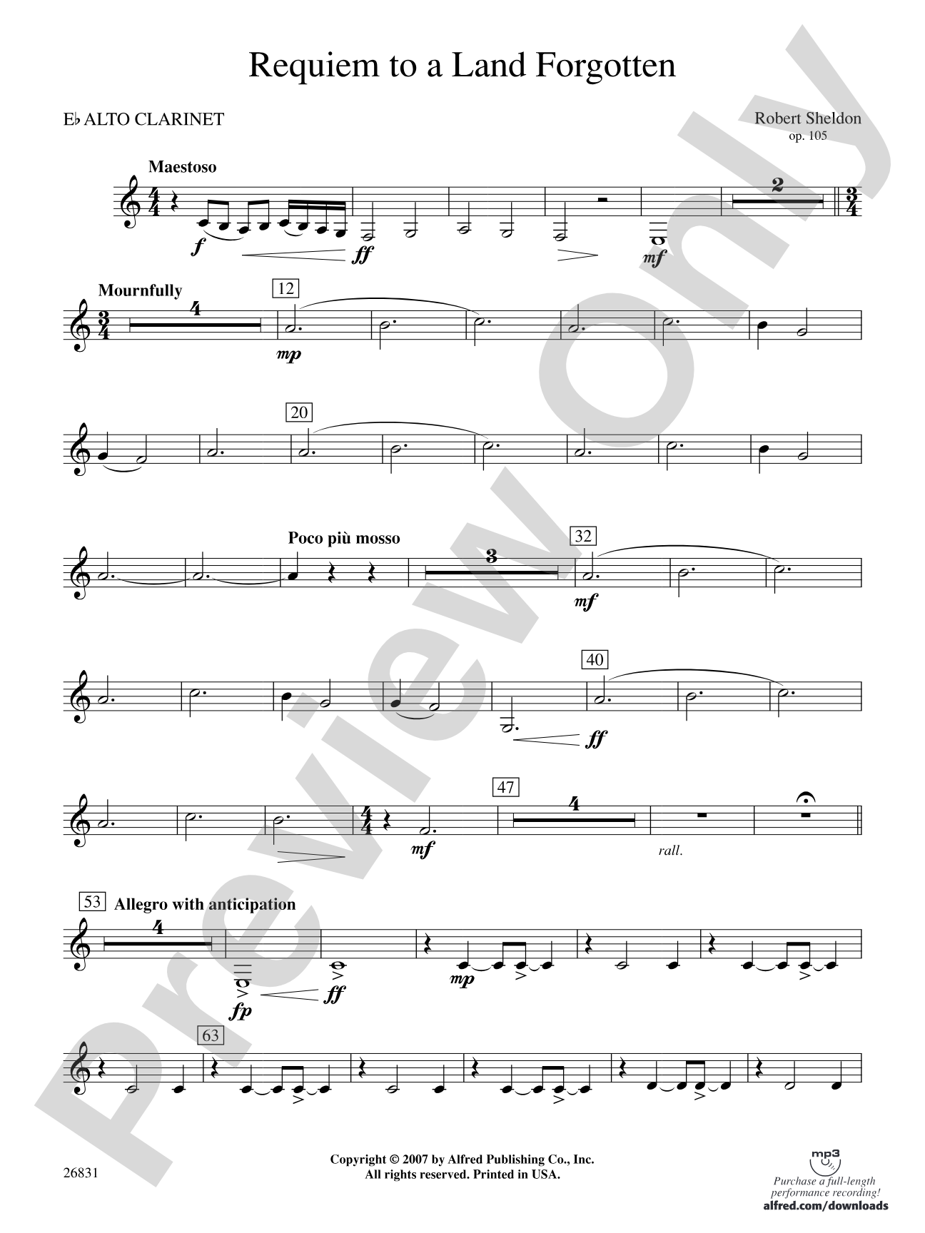 Requiem to a Land Forgotten: E-flat Alto Clarinet
